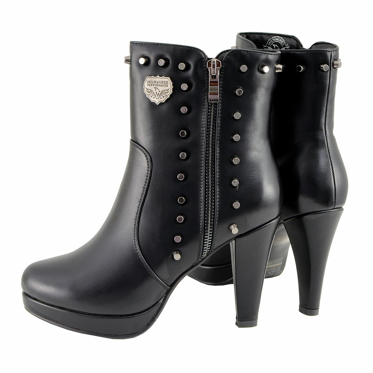 MBL9440 Women's Black Spiked Fashion Boots w/ Side Zippers