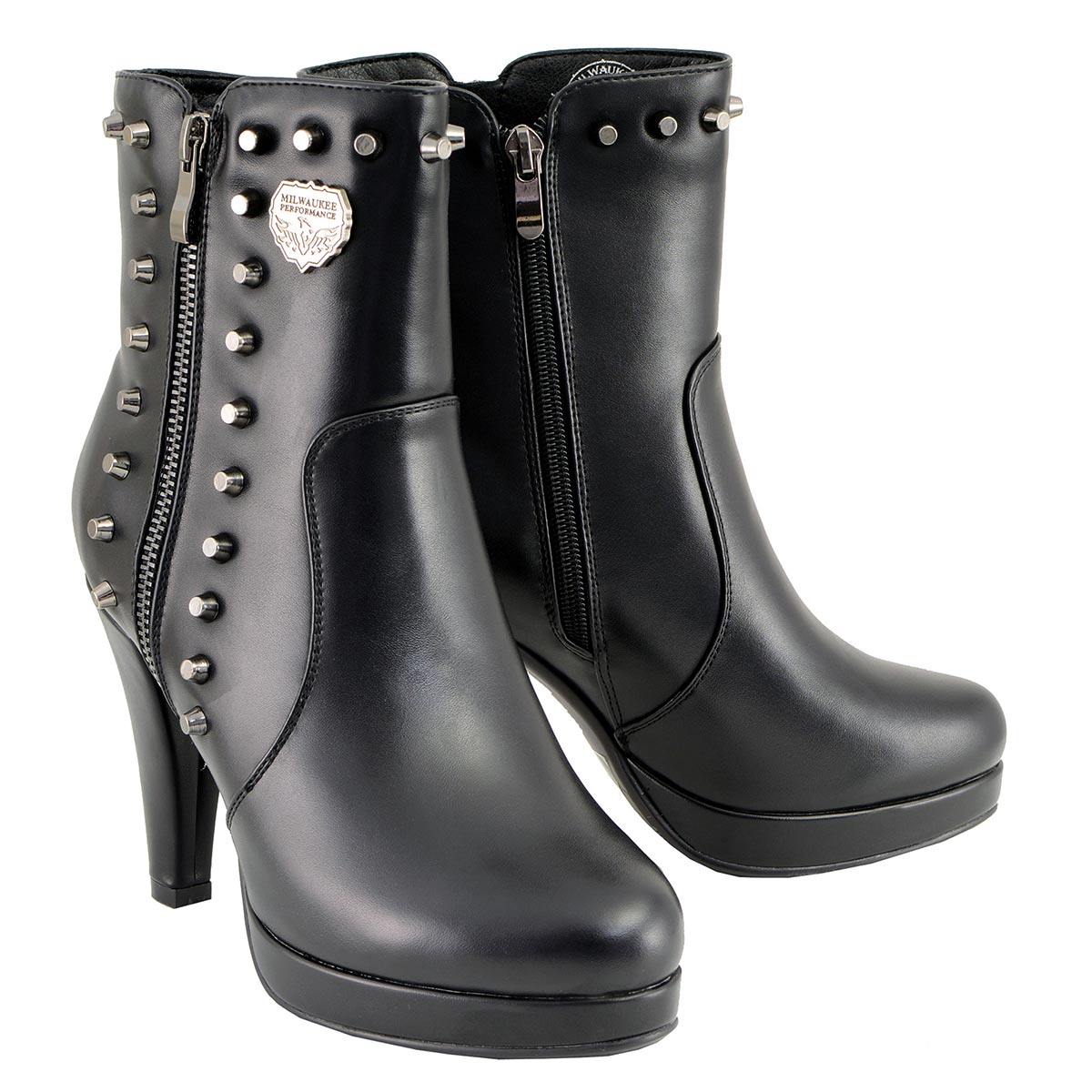 MBL9440 Women's Black Spiked Fashion Boots w/ Side Zippers