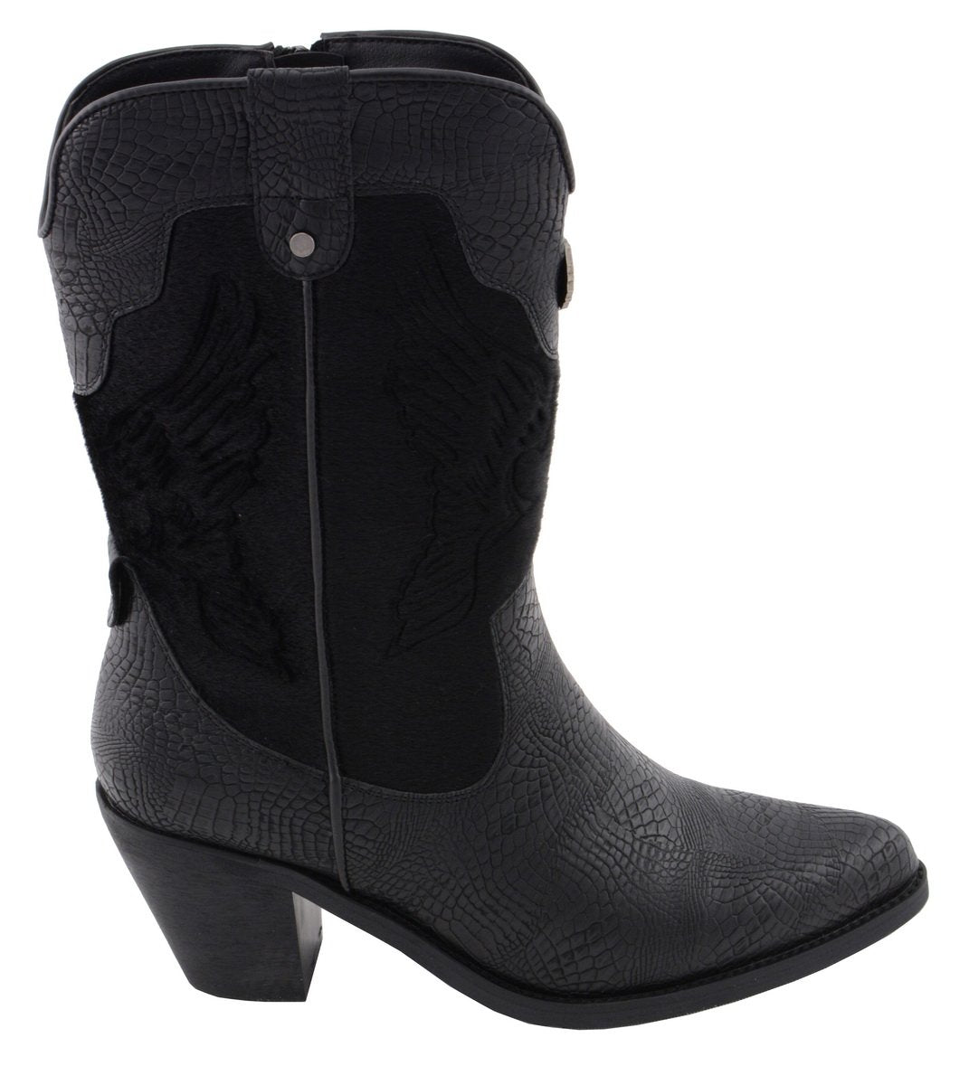 Women's Black Western Style Fashion Boots with Black Snake Print MBL9441