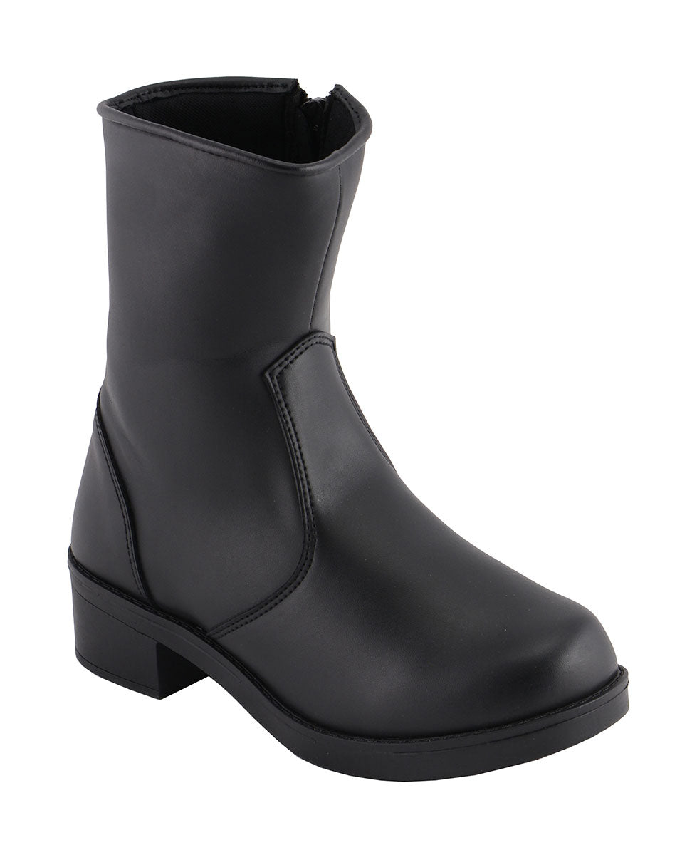 MBL9480 Women's Premium Black 'Super Clean' Motorcycle Fashion Riding Boots with Side Zippers