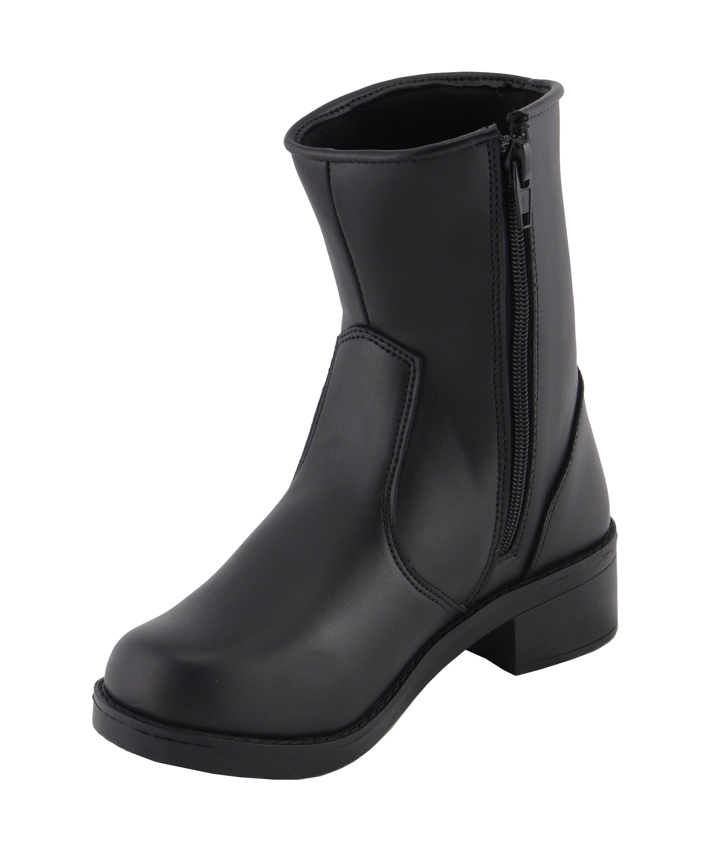 MBL9480 Women's Premium Black 'Super Clean' Motorcycle Fashion Riding Boots with Side Zippers
