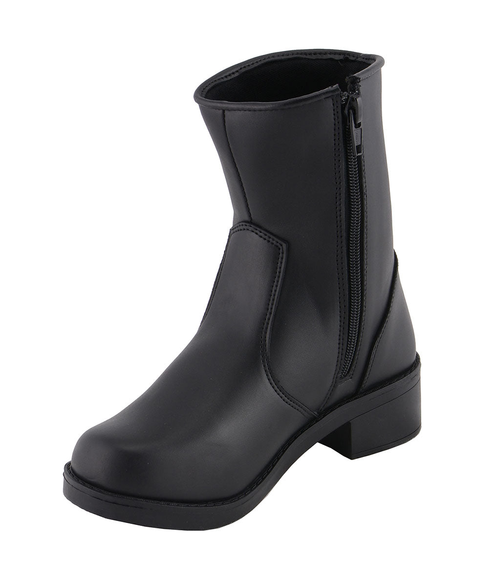 MBL9480 Women's Premium Black 'Super Clean' Motorcycle Fashion Riding Boots with Side Zippers