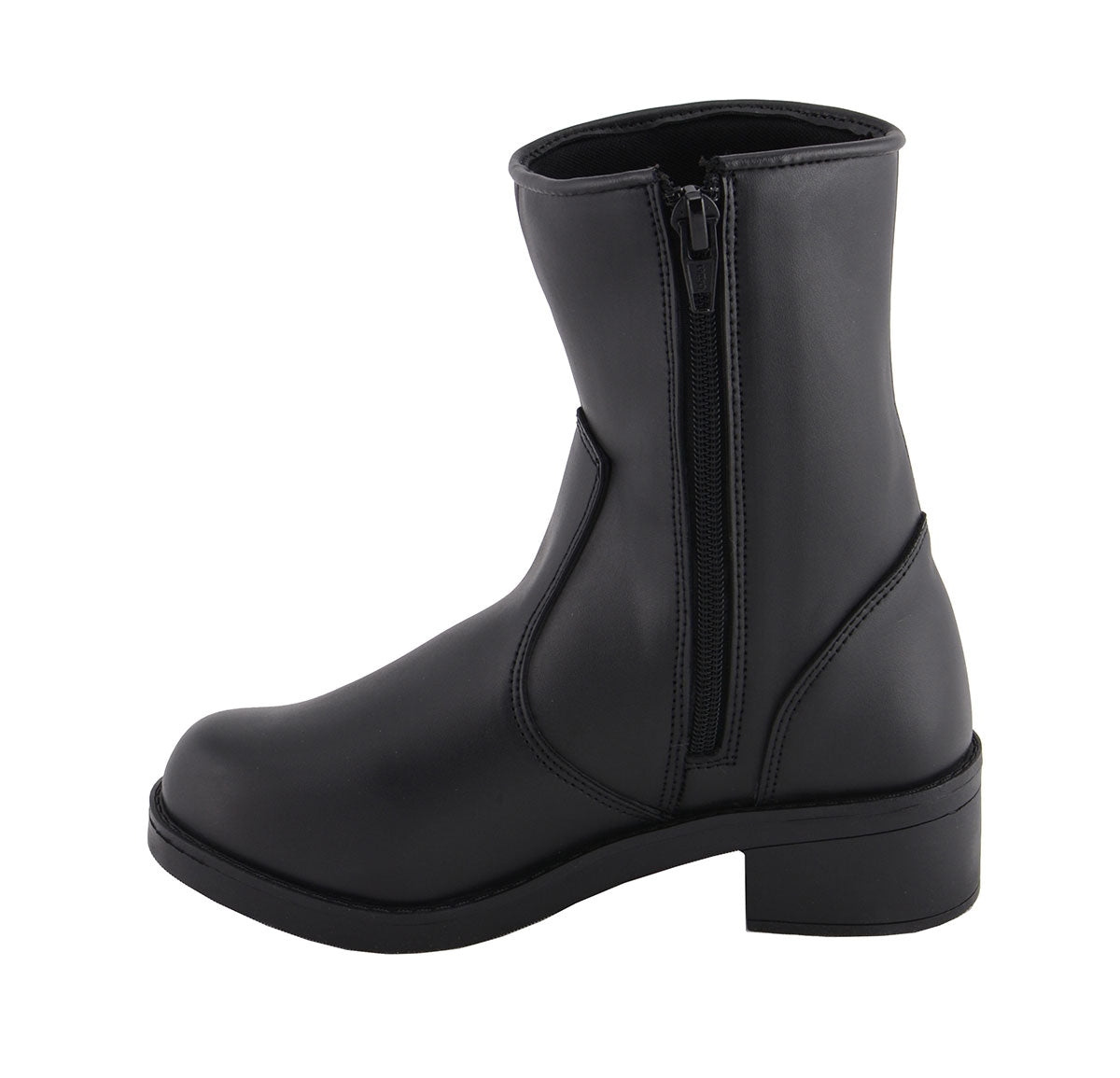 MBL9480 Women's Premium Black 'Super Clean' Motorcycle Fashion Riding Boots with Side Zippers