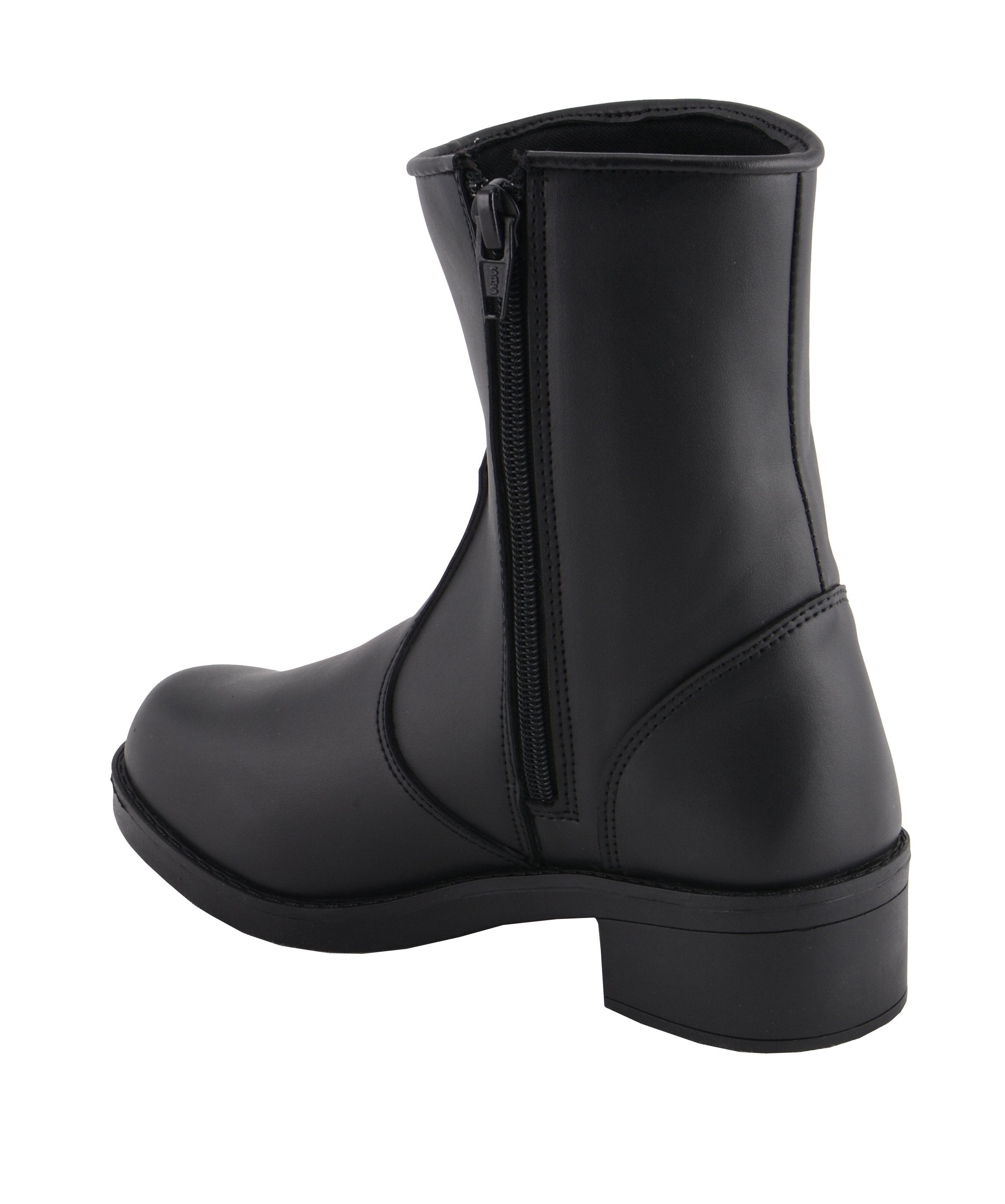 MBL9480 Women's Premium Black 'Super Clean' Motorcycle Fashion Riding Boots with Side Zippers