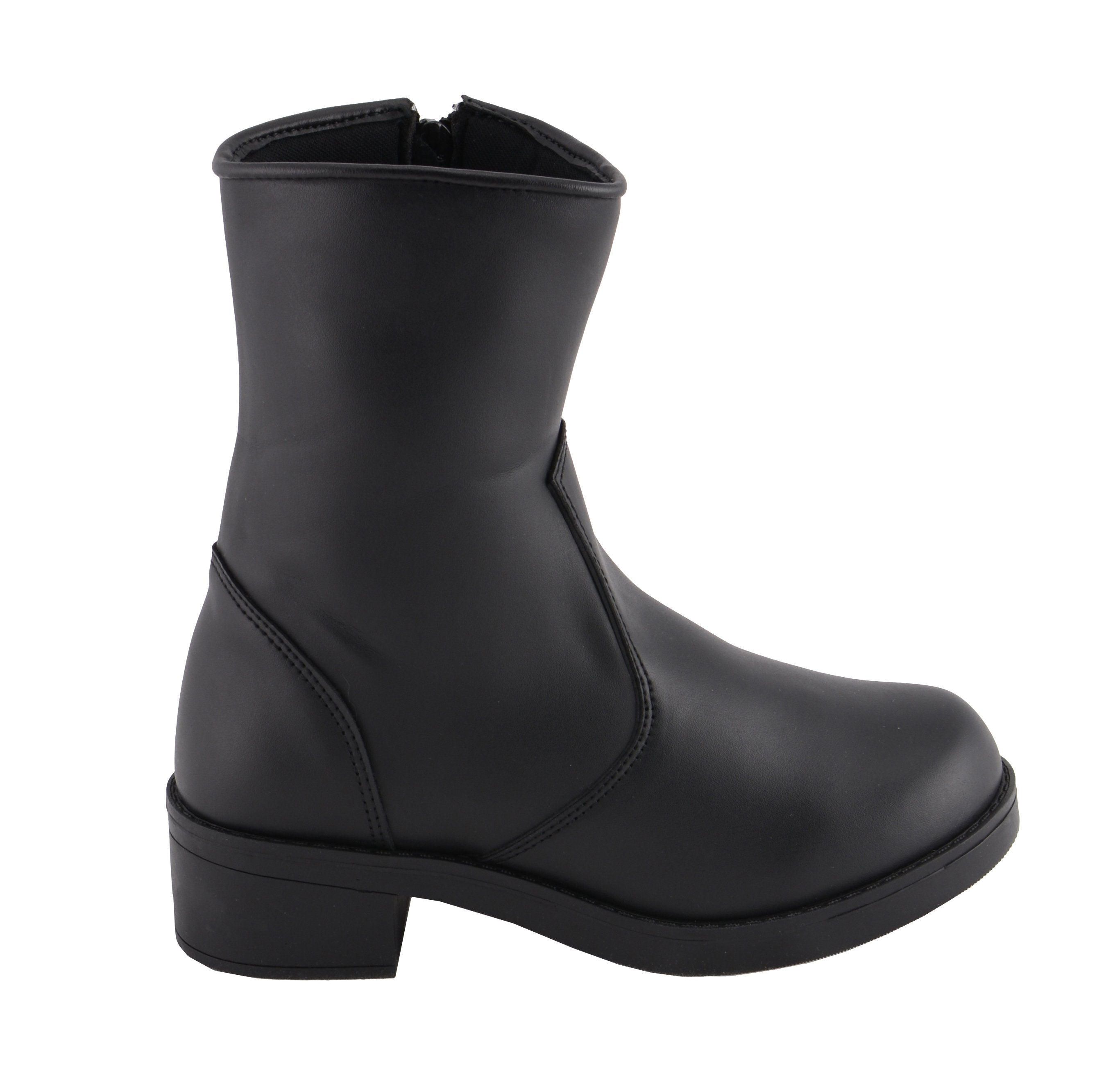 MBL9480 Women's Premium Black 'Super Clean' Motorcycle Fashion Riding Boots with Side Zippers