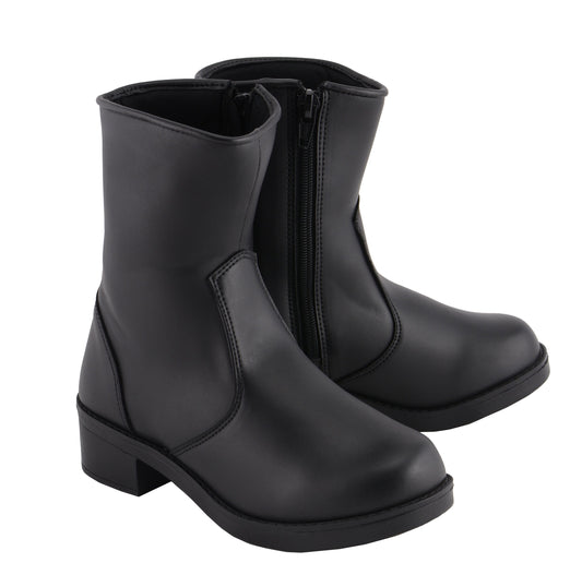 MBL9480 Women's Premium Black 'Super Clean' Motorcycle Fashion Riding Boots with Side Zippers