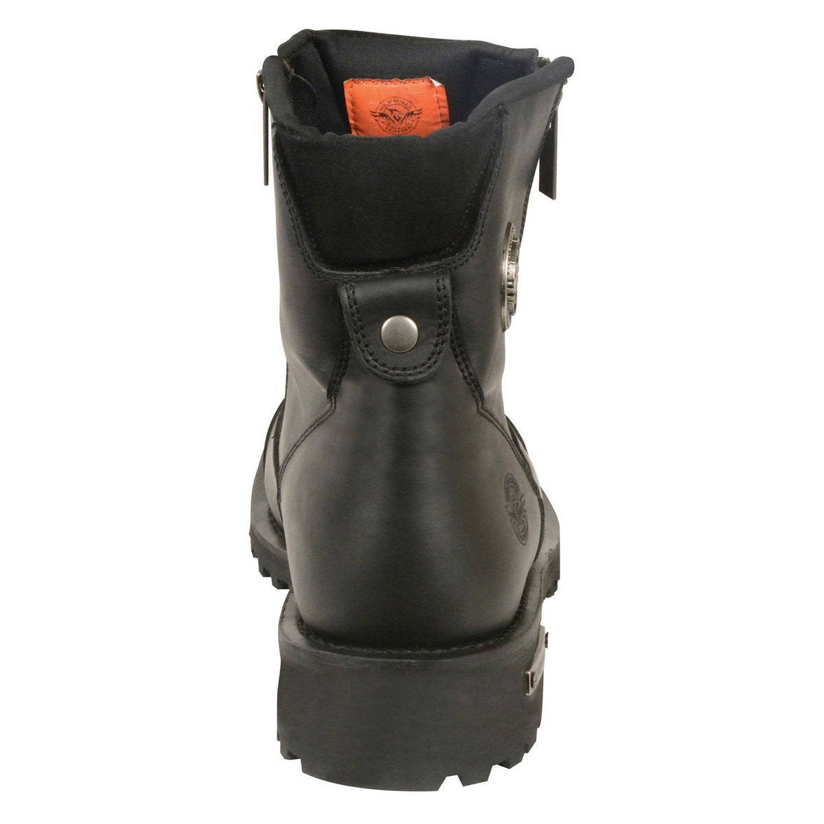 MBM102 Men's Black Smooth Double Sided Zipper Entry Motorcycle Leather Boots