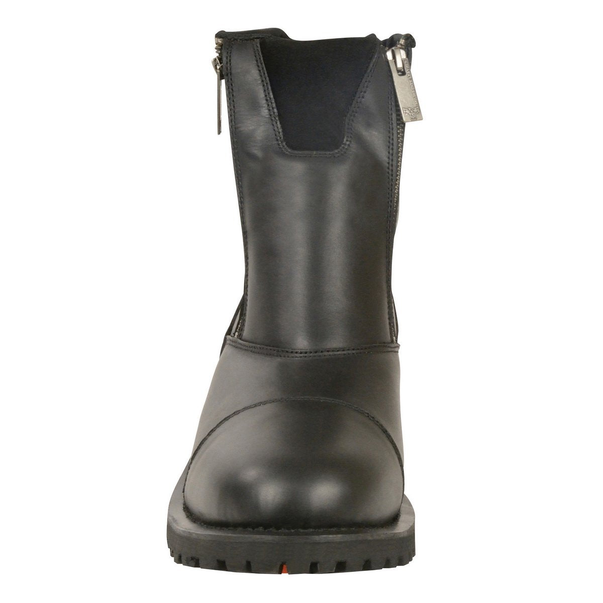 MBM102 Men's Black Smooth Double Sided Zipper Entry Motorcycle Leather Boots