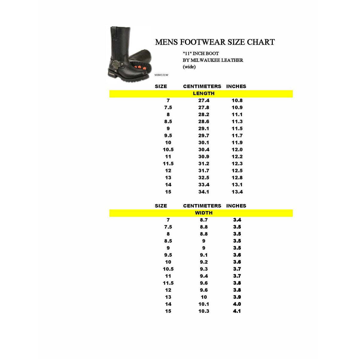 Men's Wide-Width Classic Black Leather 11-Inch Square Toe Motorcycle Harness Boots MBM131W