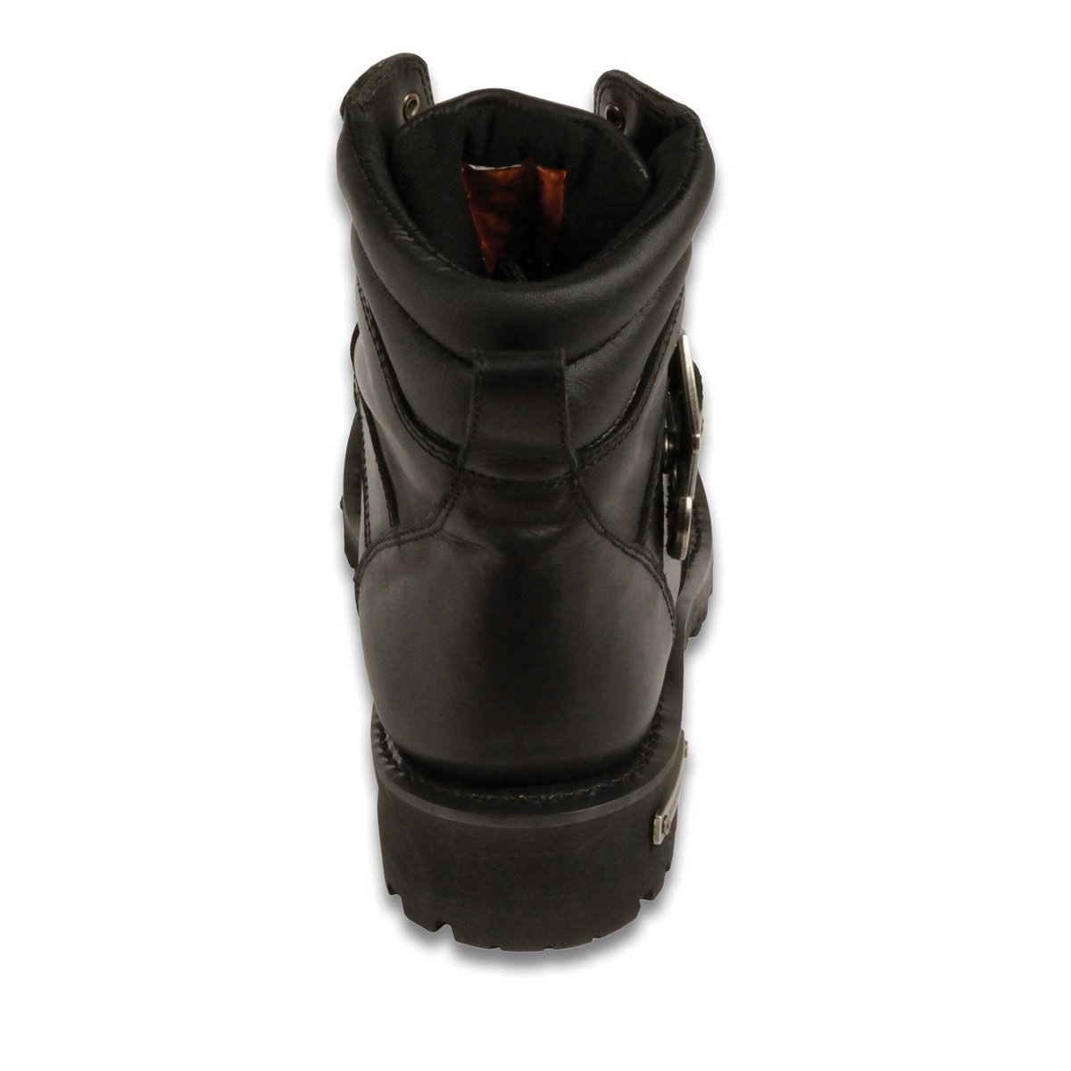 Men's Wide-Width Classic Black Leather Lace-Up 6-inch Engineer Boots with Side Buckle MBM9010W