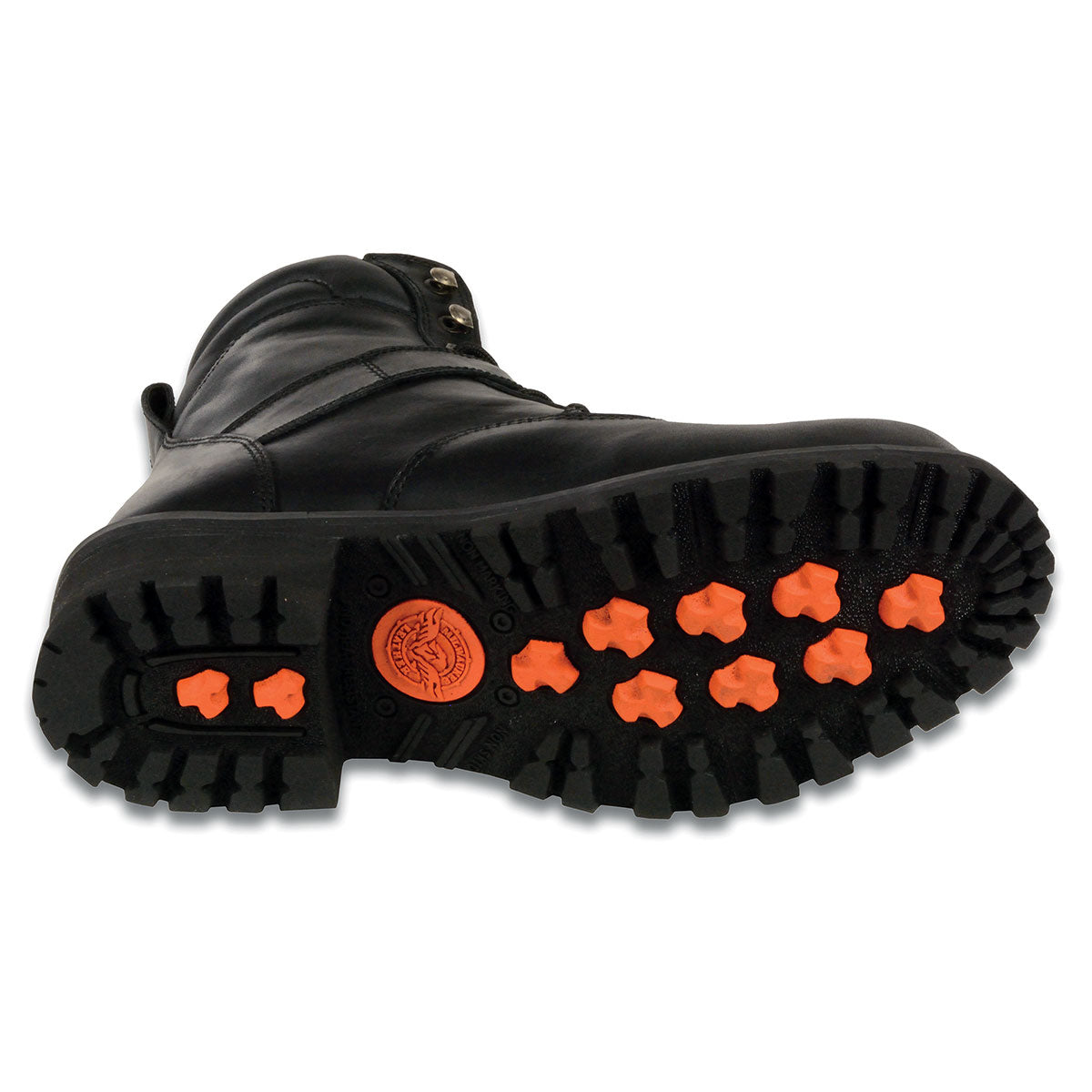 Men's Wide-Width Classic Black Leather Lace-Up 6-inch Engineer Boots with Side Buckle MBM9010W