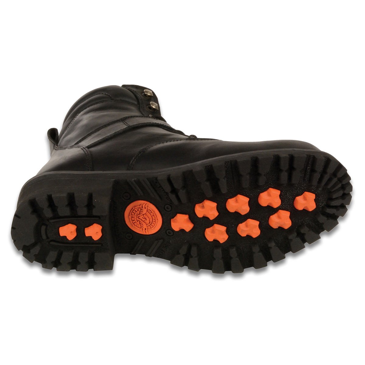 Men's Wide-Width Classic Black Leather Lace-Up 6-inch Engineer Boots with Side Buckle MBM9010W