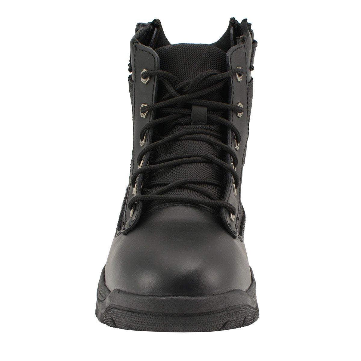 Men's 6-inch Black Leather Swat Style-Tactical Lace-Up Biker Boots w/ Side Zippers MBM9011