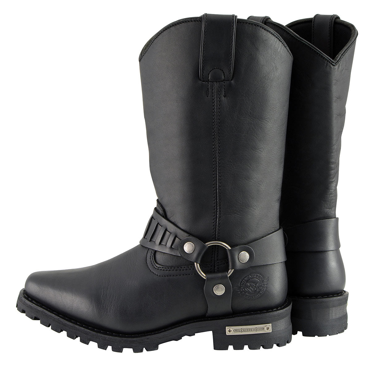 Men’s Classic Harness Black Leather 11-Inch Western Style Motorcycle Boots MBM9015