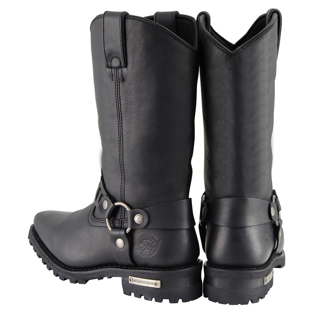 Men’s Classic Harness Black Leather 11-Inch Western Style Motorcycle Boots MBM9015