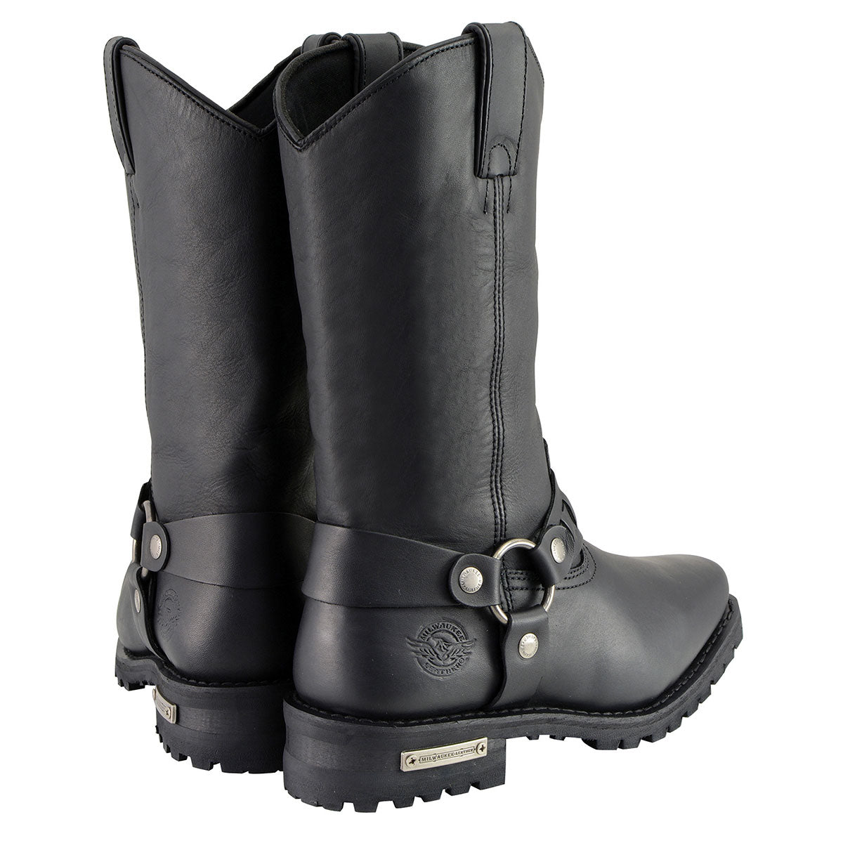 Men’s Classic Harness Black Leather 11-Inch Western Style Motorcycle Boots MBM9015