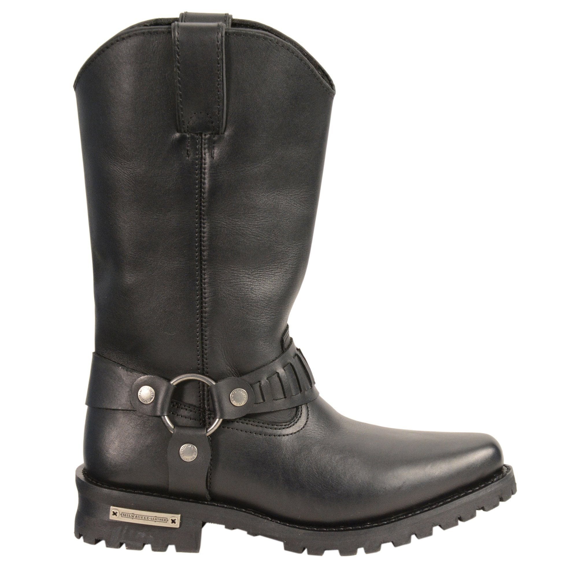 Men’s Classic Harness Black Leather 11-Inch Western Style Motorcycle Boots MBM9015