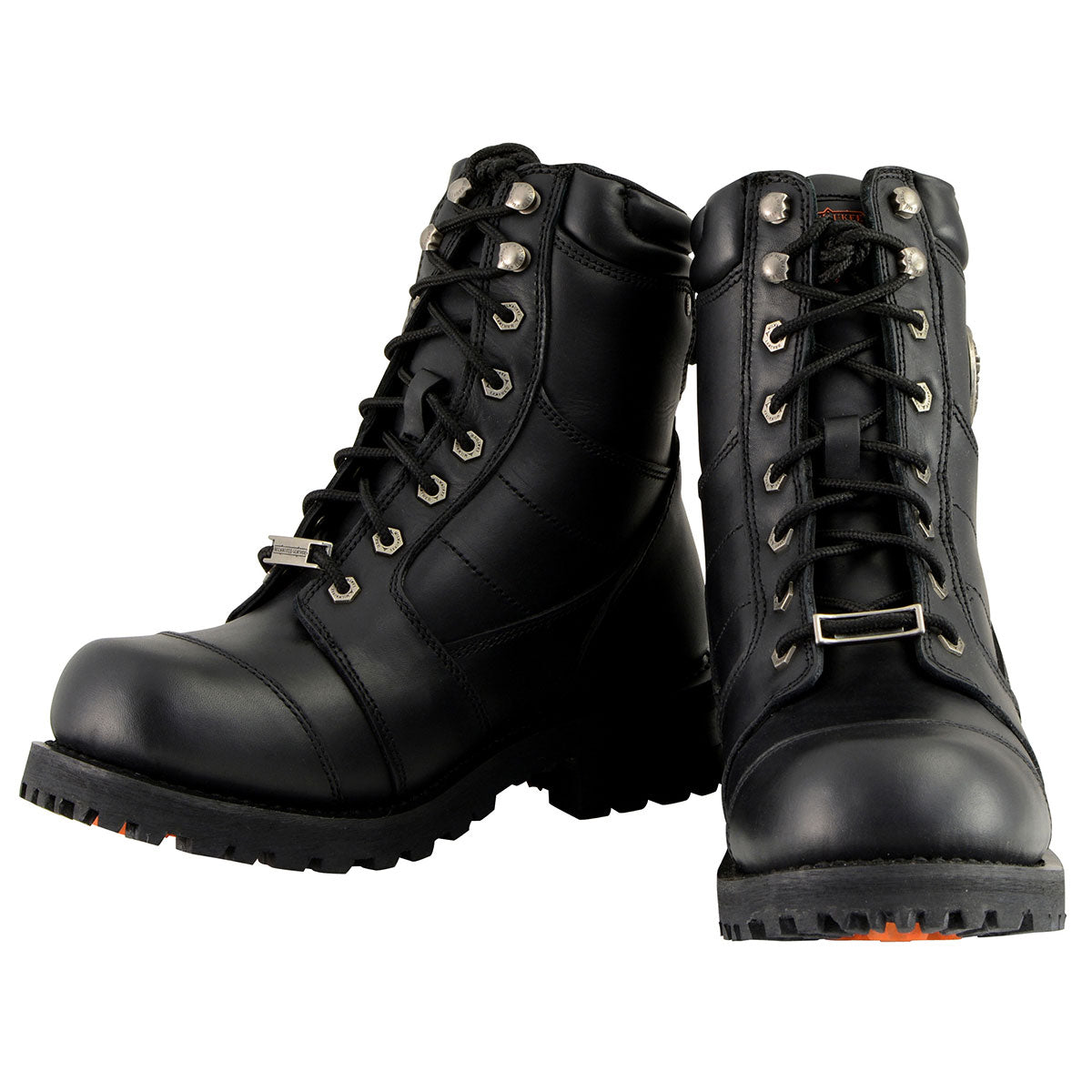 Men's Classic Black Leather 8-inch Lace-Up Logger Motorcycle Rider Boots MBM9030