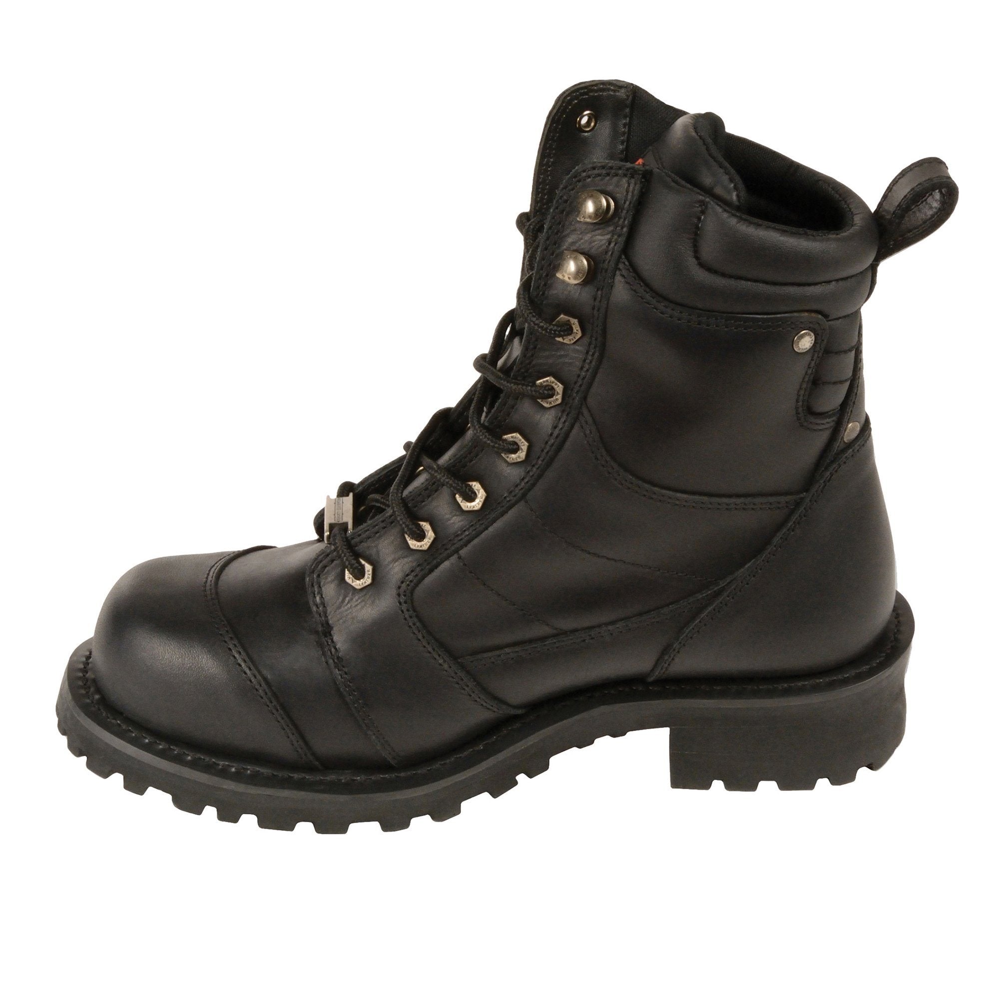 Men's Classic Black Leather 8-inch Lace-Up Logger Motorcycle Rider Boots MBM9030