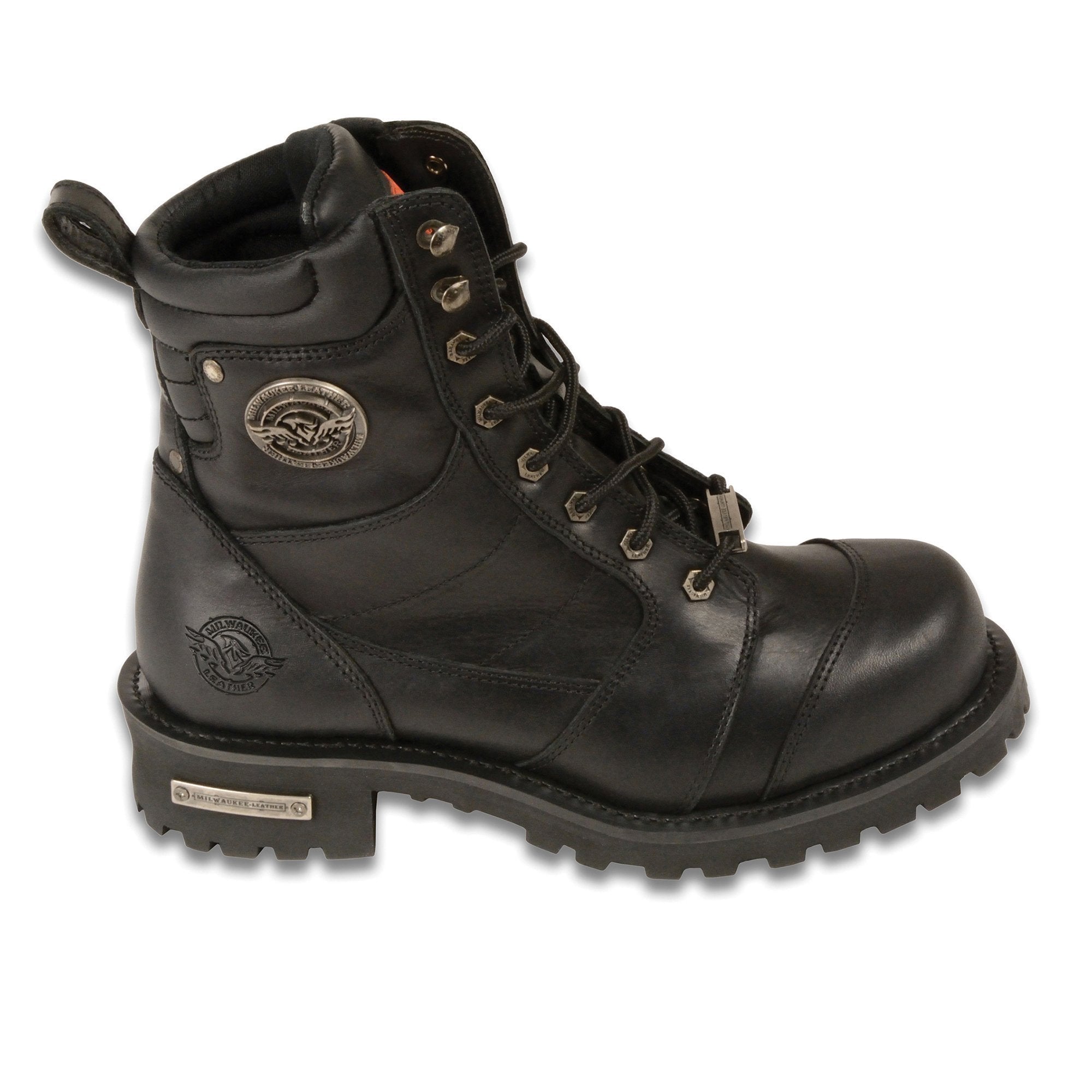 Men's Classic Black Leather 8-inch Lace-Up Logger Motorcycle Rider Boots MBM9030