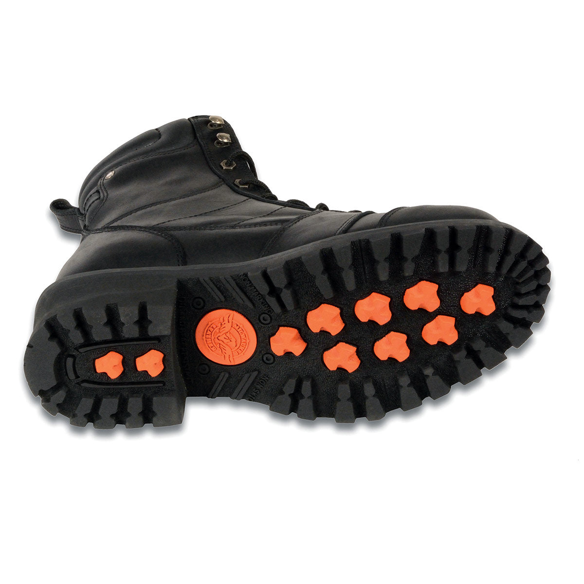 Men's Classic Black Leather 8-inch Lace-Up Logger Motorcycle Rider Boots MBM9030