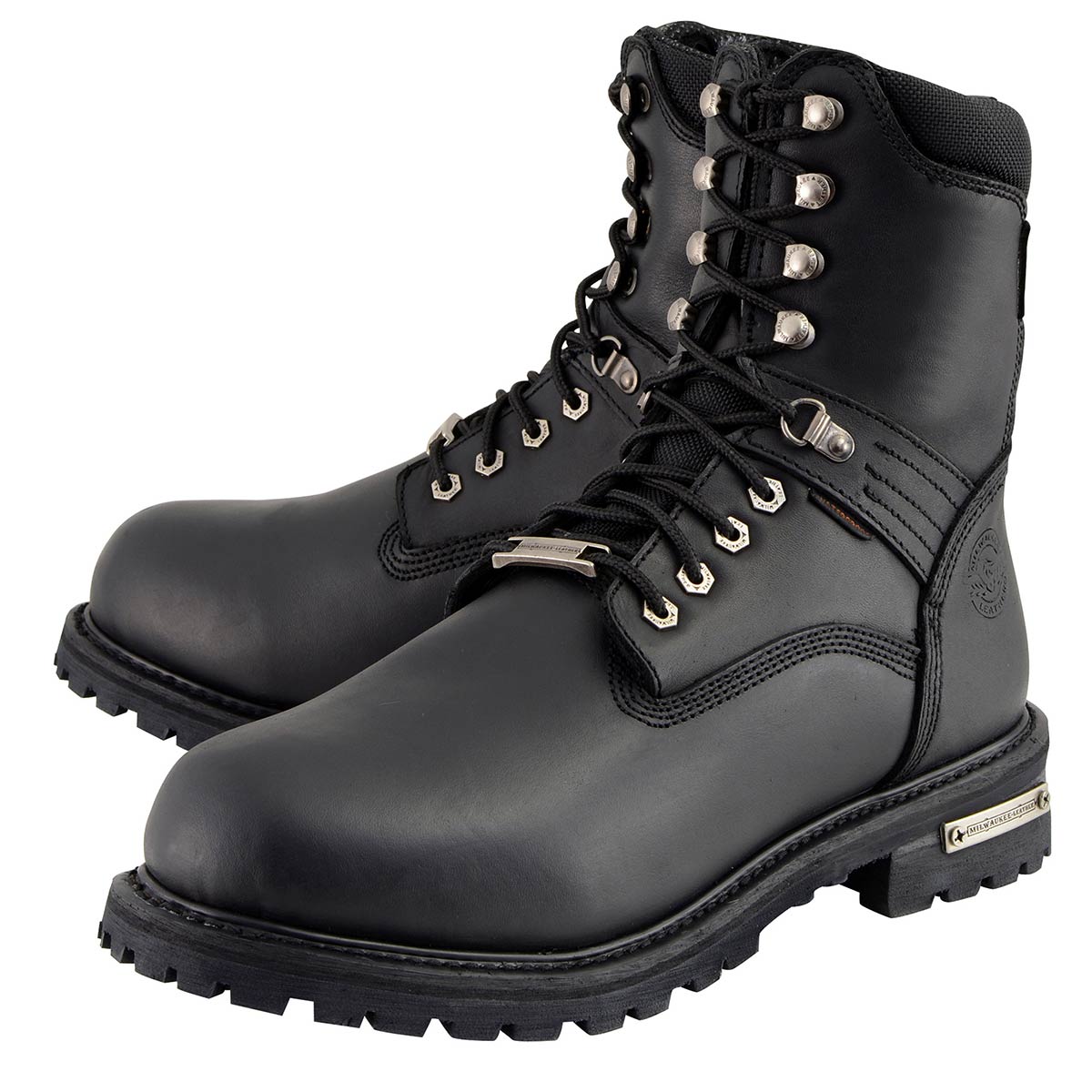 Men's Black Wide Width 7-inch Lace to Toe Full-Waterproof Leather Boots MBM9036WP