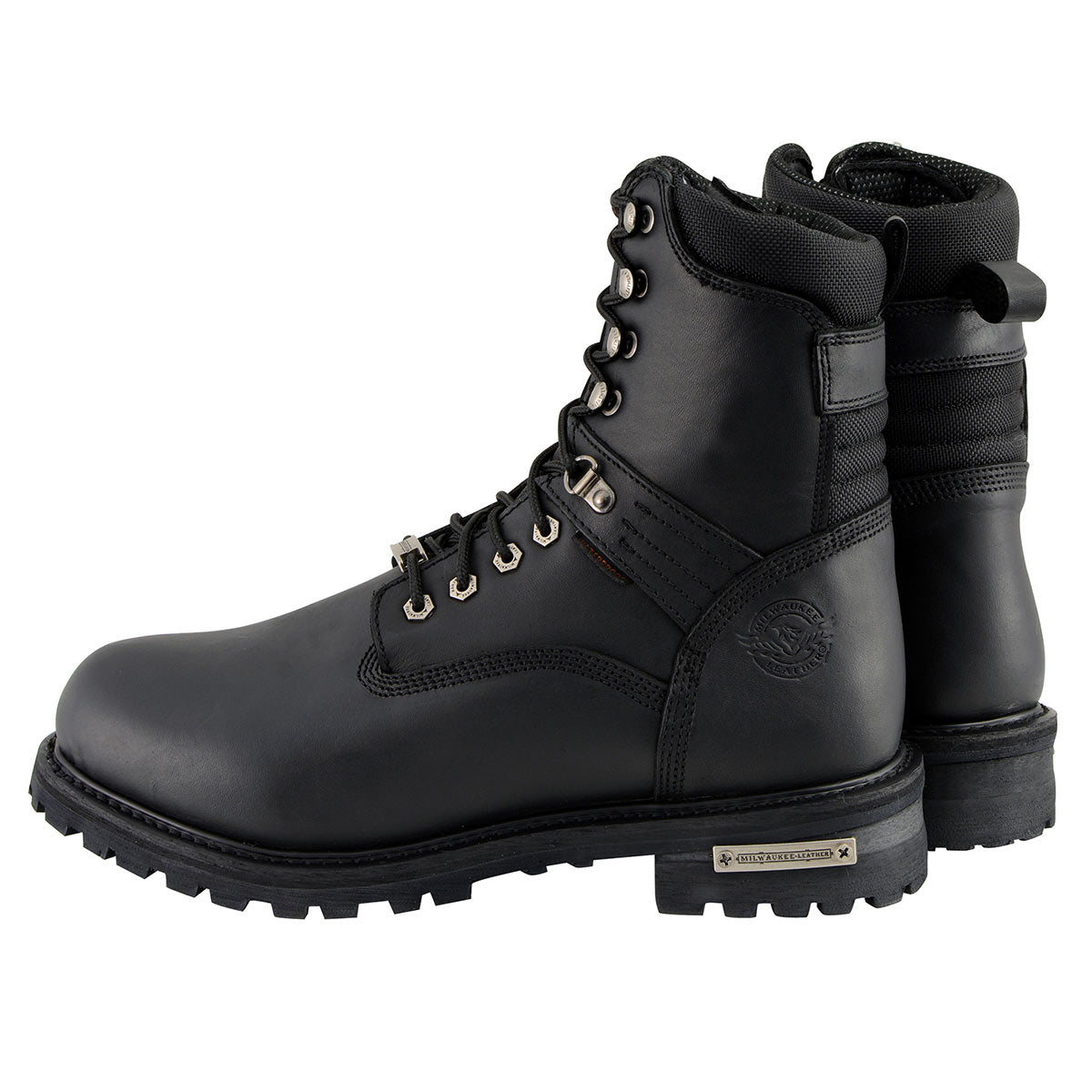 Men's Black Wide Width 7-inch Lace to Toe Full-Waterproof Leather Boots MBM9036WP