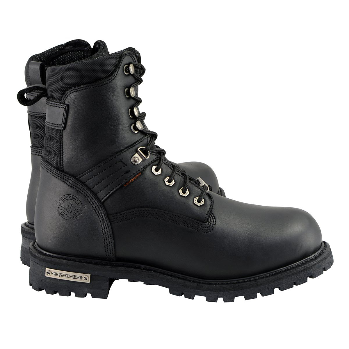 Men's Black Wide Width 7-inch Lace to Toe Full-Waterproof Leather Boots MBM9036WP
