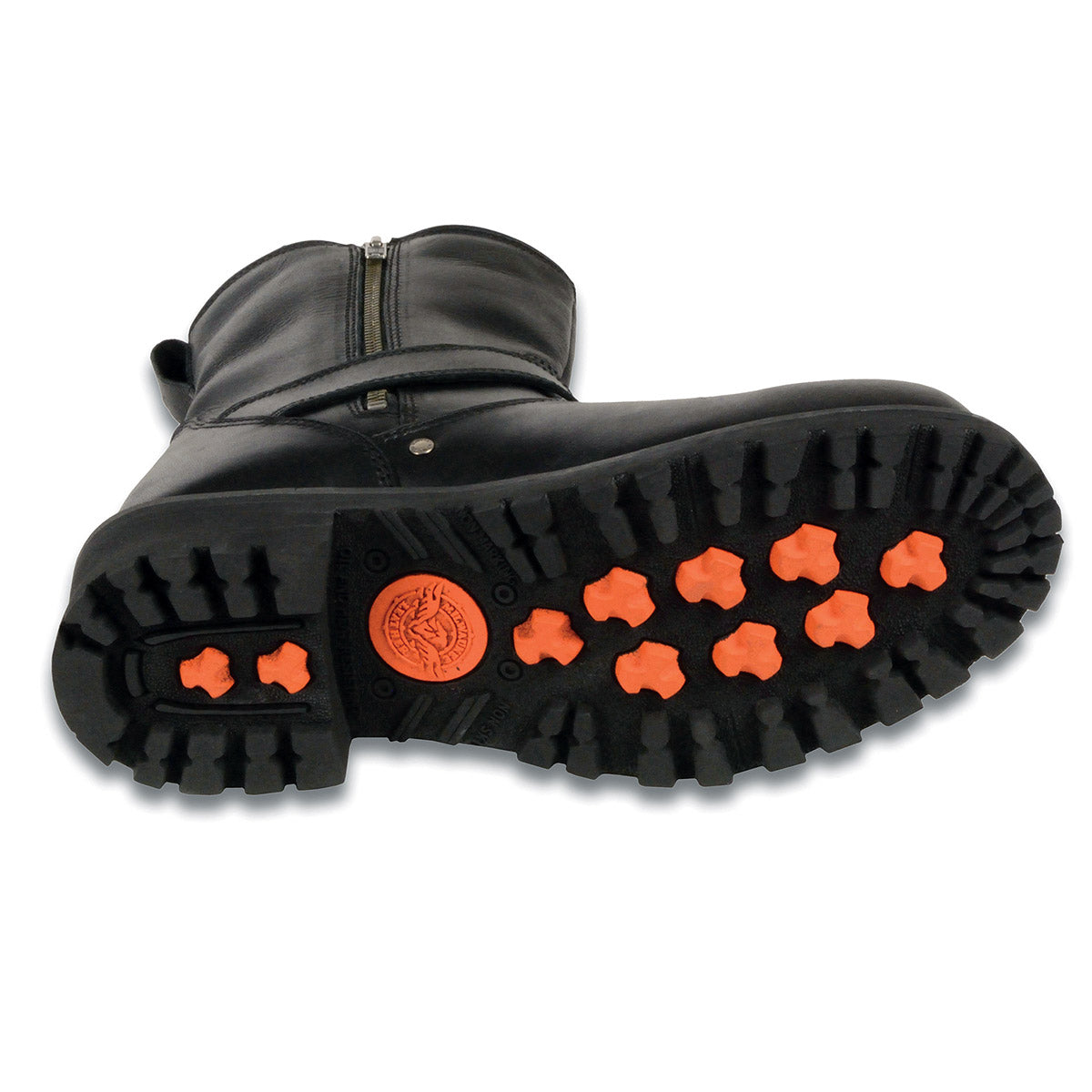 Men's Black Leather Wide Width 6-inch Classic Engineer Motorcycle Boots w/ Side Zipper MBM9040W