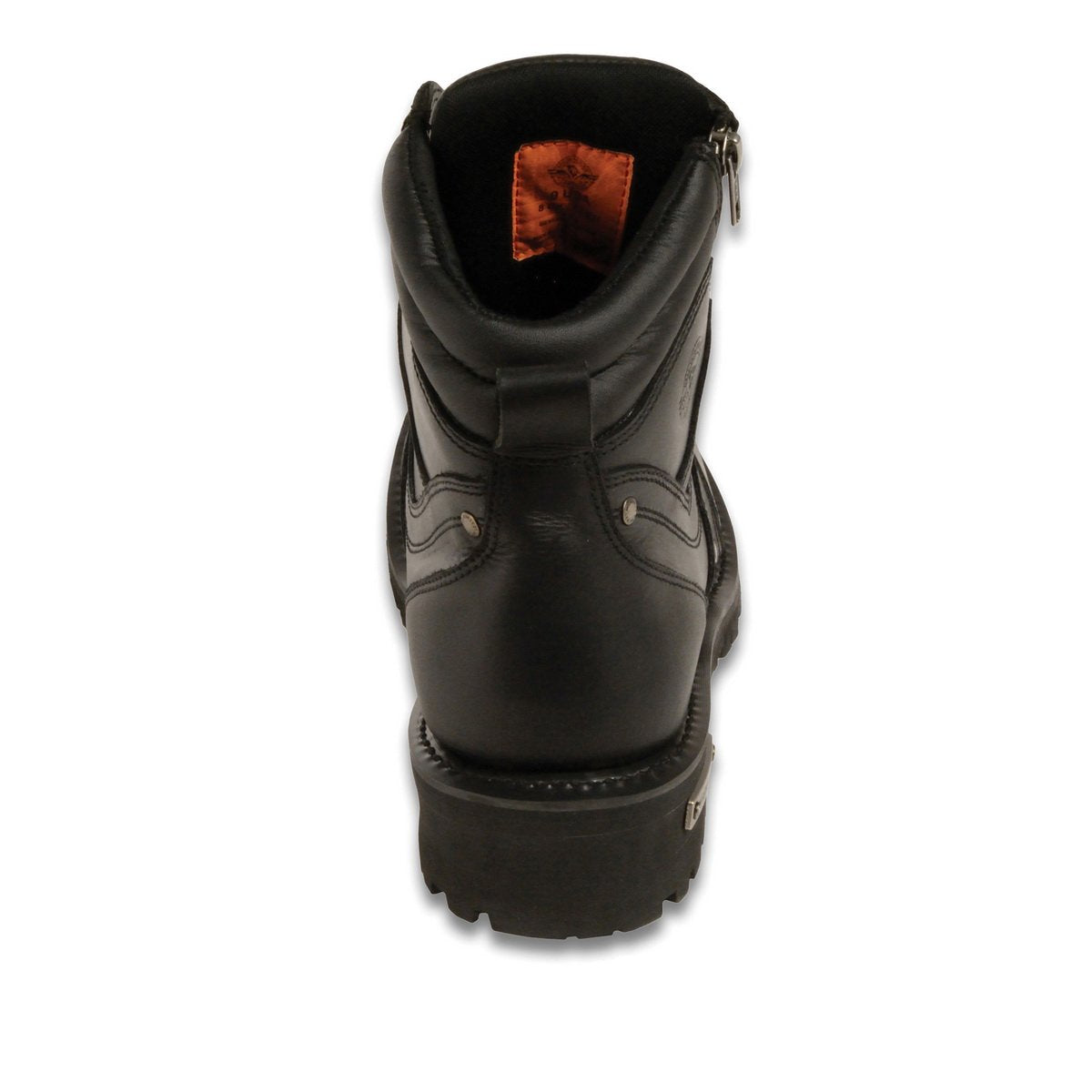 Men's Black Leather 6-inch Lace-Up Motorcycle Biker Rider Boots w/ Zipper Closure MBM9050