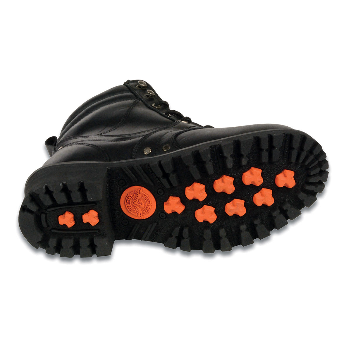 Men's Black Leather 6-inch Lace-Up Motorcycle Biker Rider Boots w/ Zipper Closure MBM9050