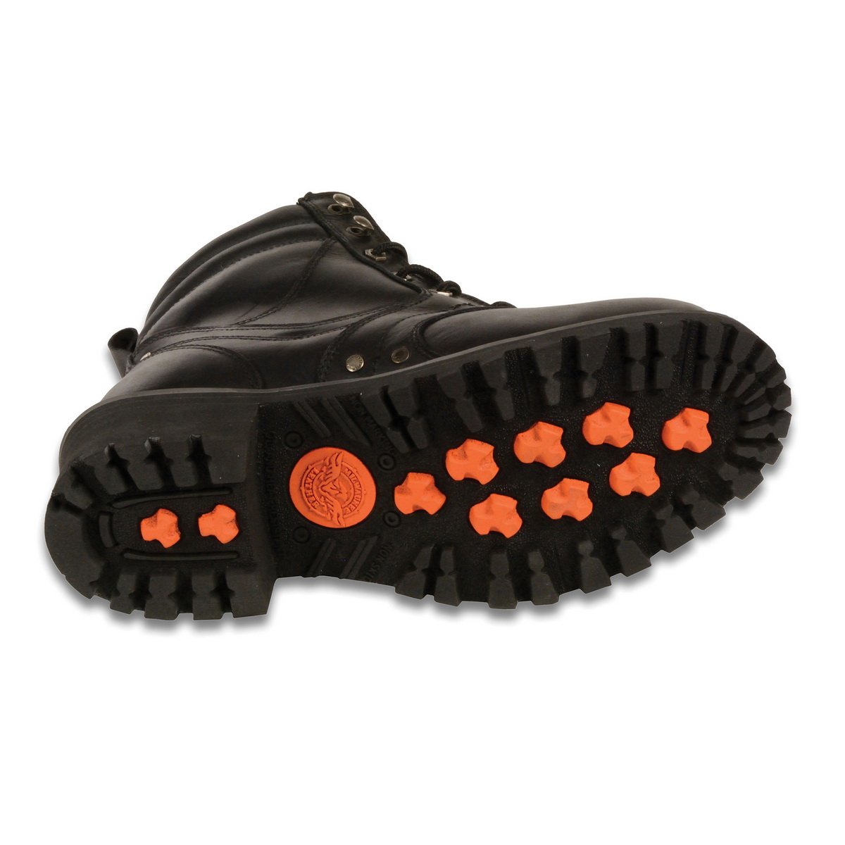 Men's Black Leather 6-inch Lace-Up Motorcycle Biker Rider Boots w/ Zipper Closure MBM9050