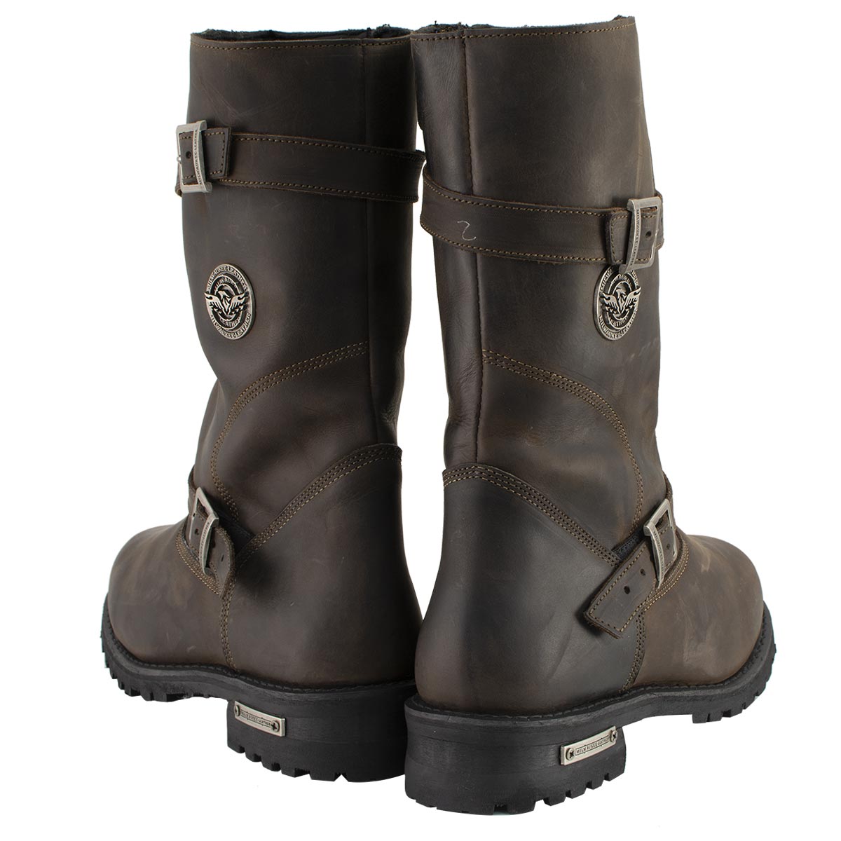 MBM9063 Men's Classic Distressed Brown Leather Motorcycle Engineer Riding Biker Boots