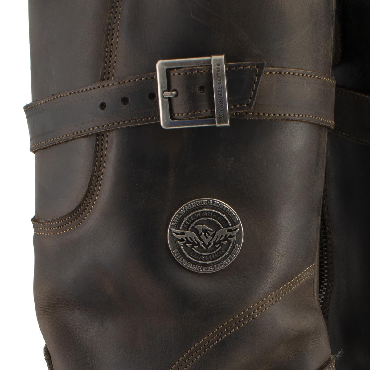 MBM9063 Men's Classic Distressed Brown Leather Motorcycle Engineer Riding Biker Boots