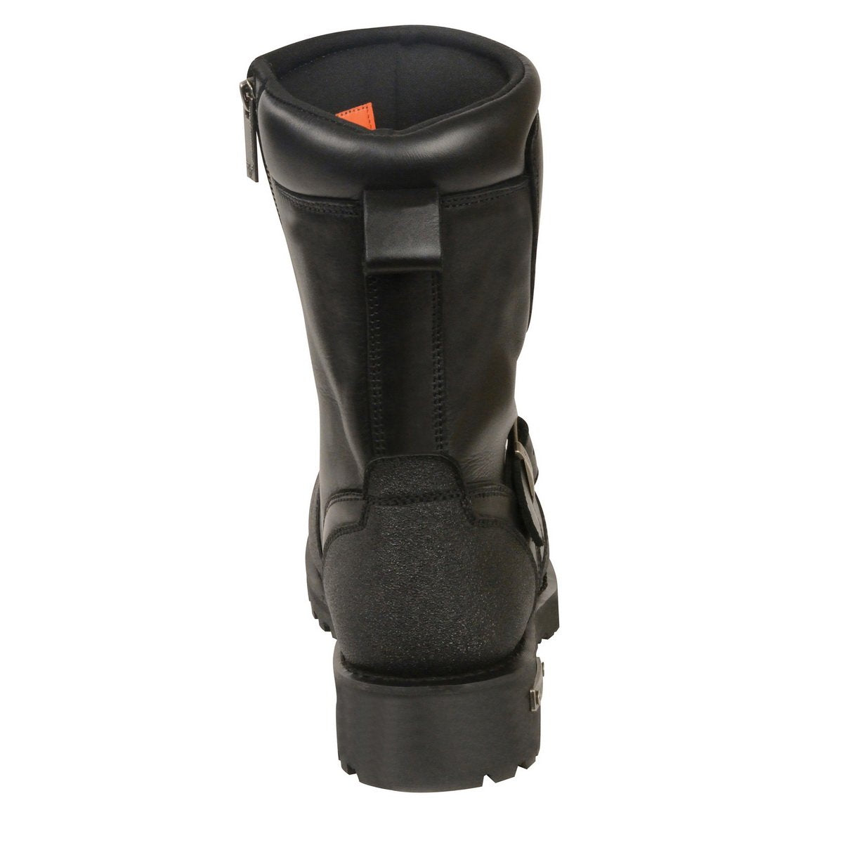 Men's Black Leather Classic Engineer Motorcycle Boots w/ Reflective Piping & Gear Shift Protection MBM9070