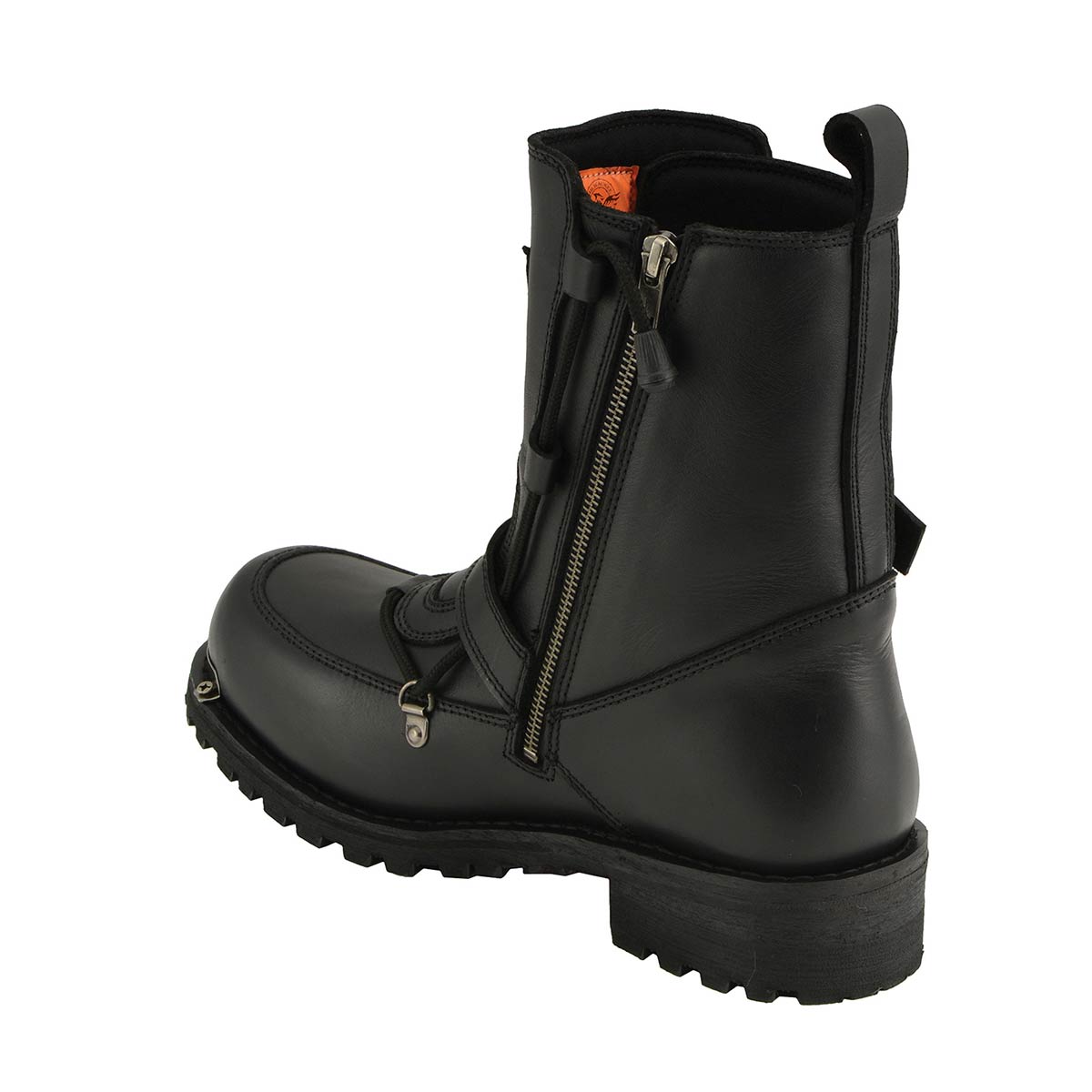 MBM9076 Men’s Black Tactical Logger Leather Boots with Buckle Enhancement