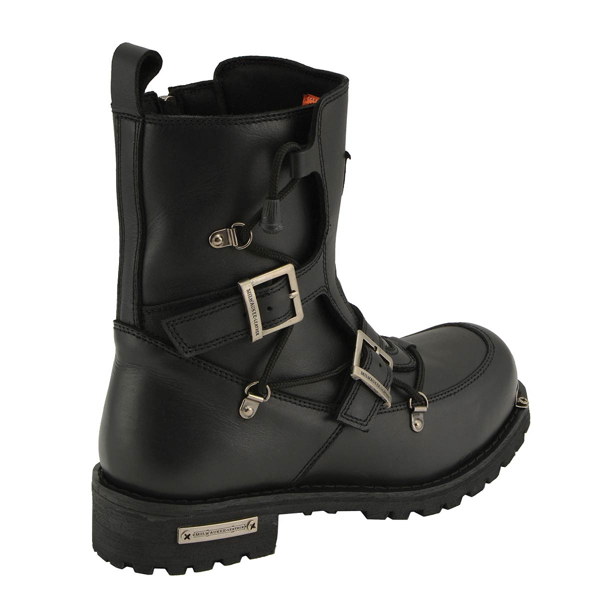 MBM9076 Men’s Black Tactical Logger Leather Boots with Buckle Enhancement