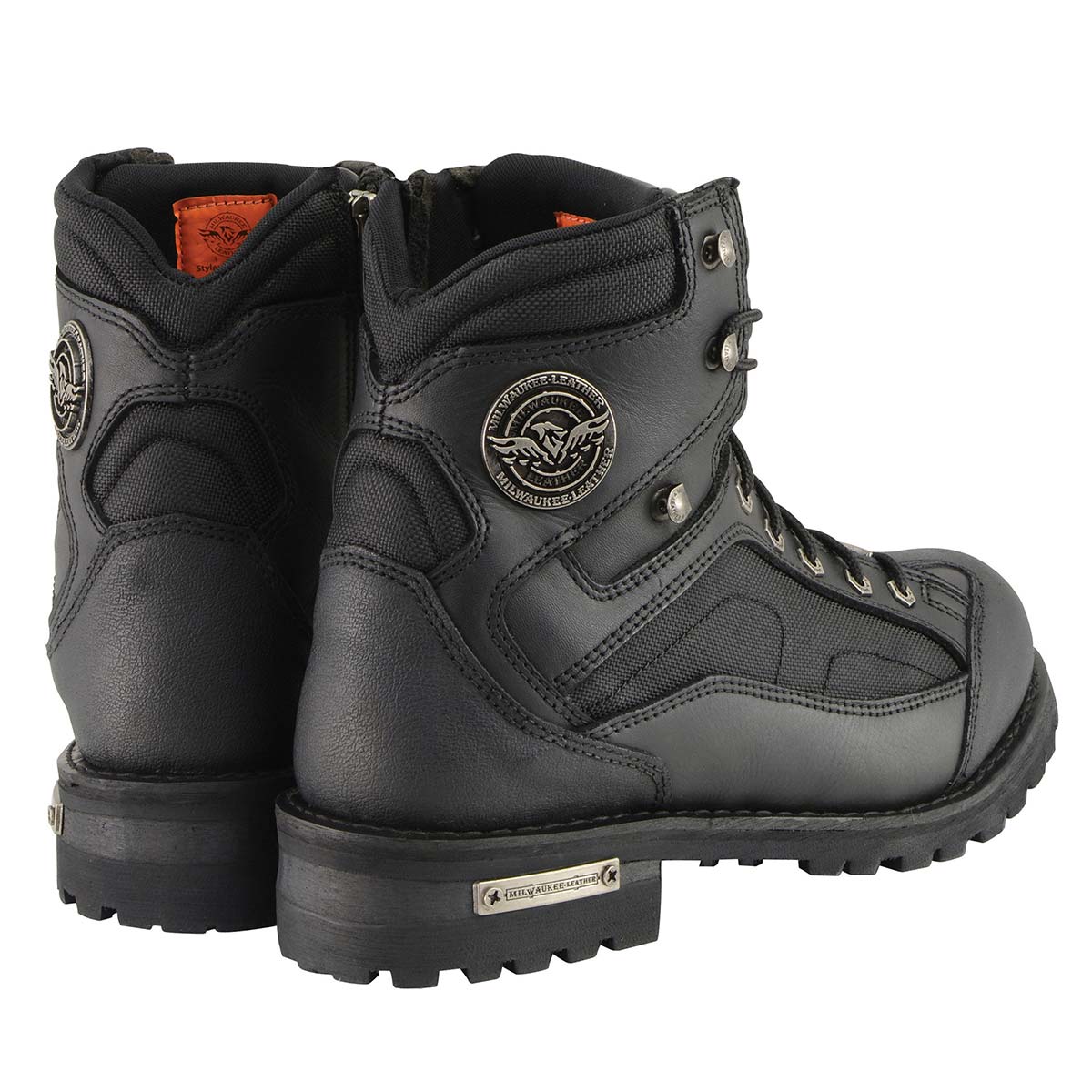 MBM9080 Men's Black Leather 6-Inch Lace to Toe Motorcycle Rider Boots w/ Gear Shift Protection
