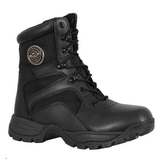 Men's 9-Inch Black Leather Swat Style-Tactical Lace-Up Motorcycle Biker Boots MBM9105
