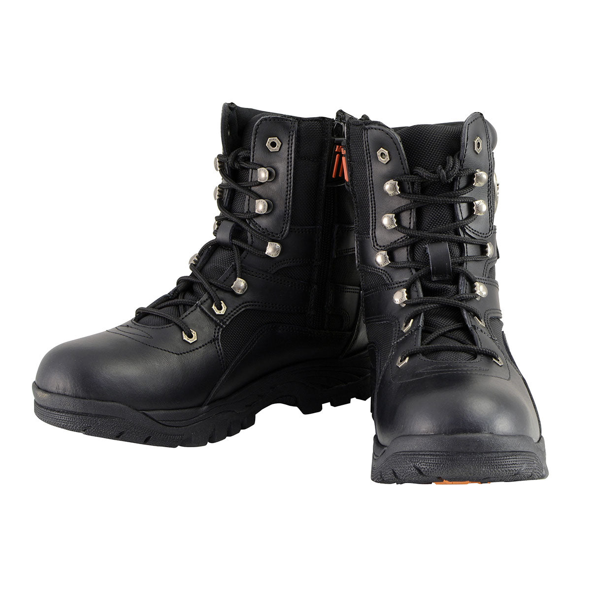 Men's 9-Inch Black Leather Swat Style-Tactical Lace-Up Motorcycle Biker Boots MBM9105