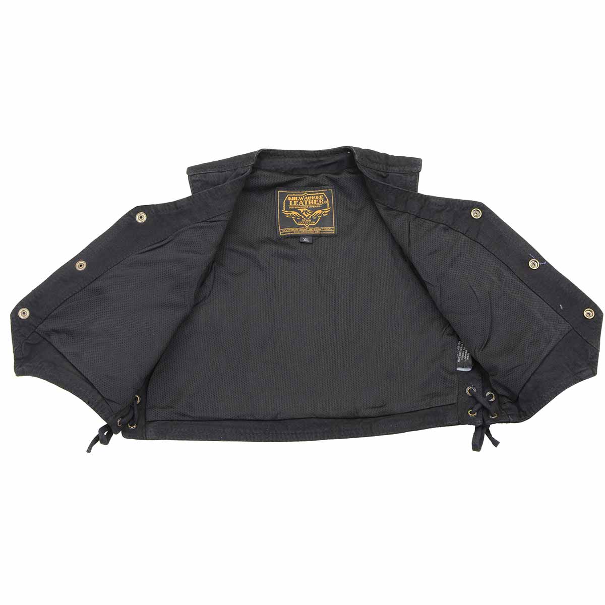 MDK3900 Kids Classic Black Denim Side Lace Vest