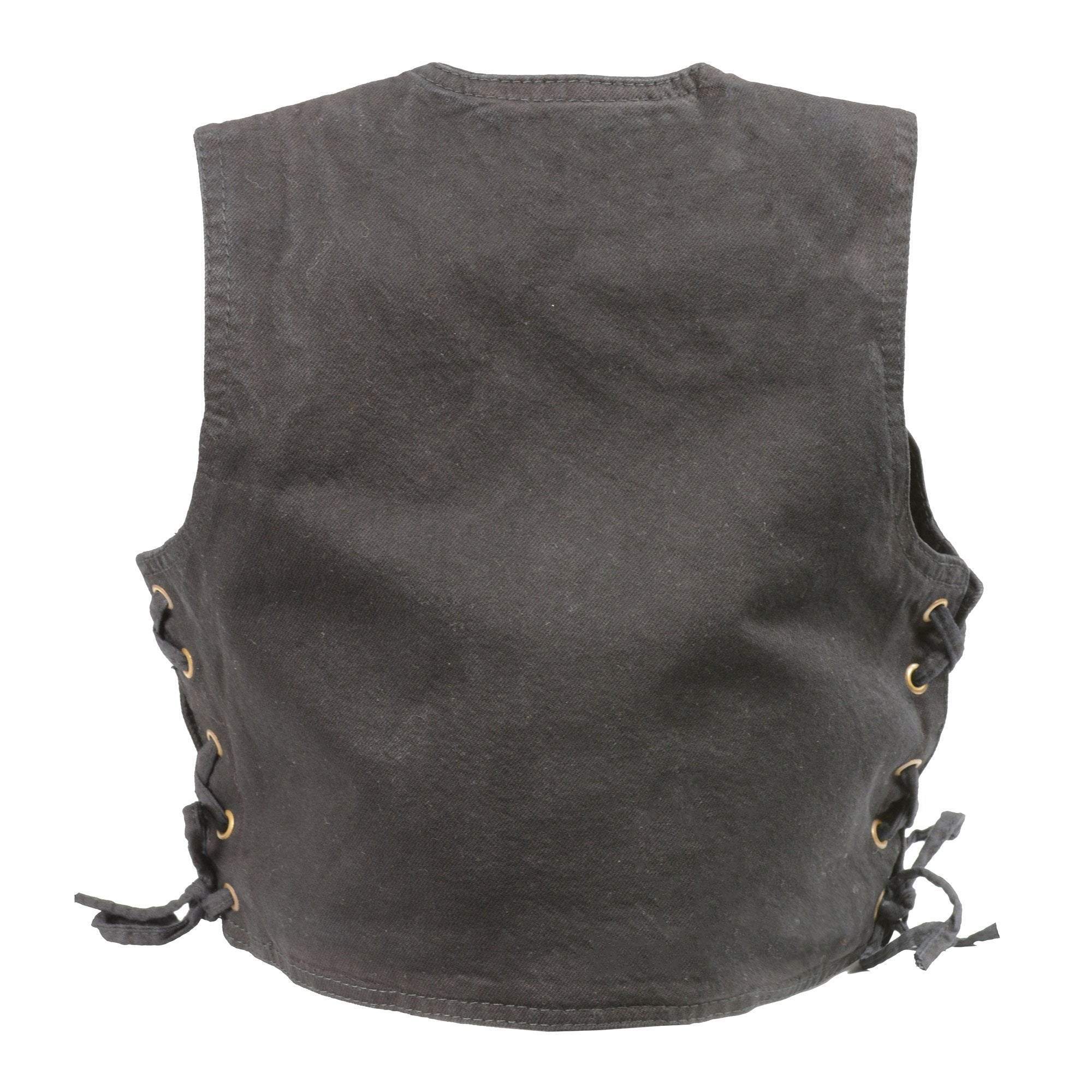 MDK3900 Kids Classic Black Denim Side Lace Vest
