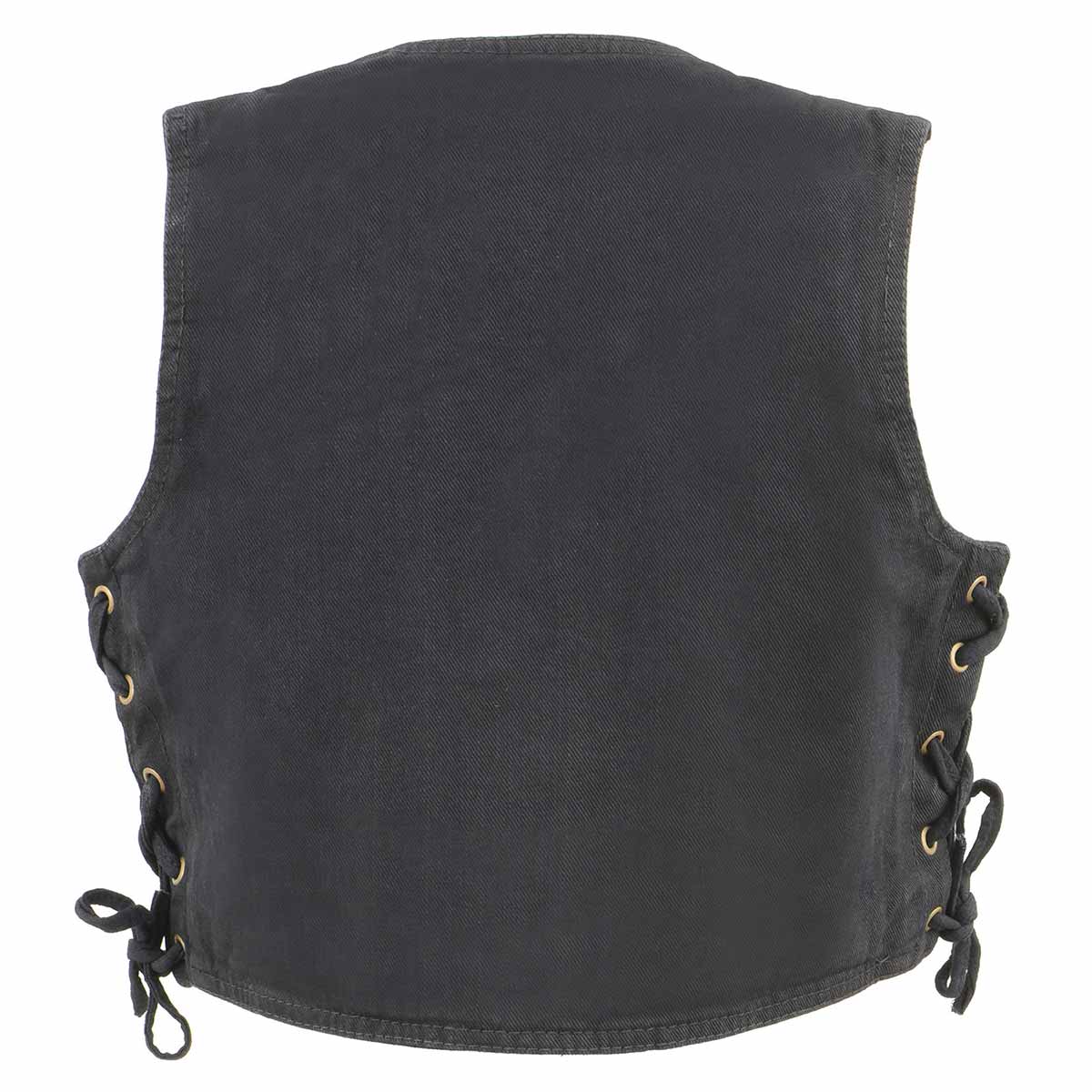 MDK3900 Kids Classic Black Denim Side Lace Vest