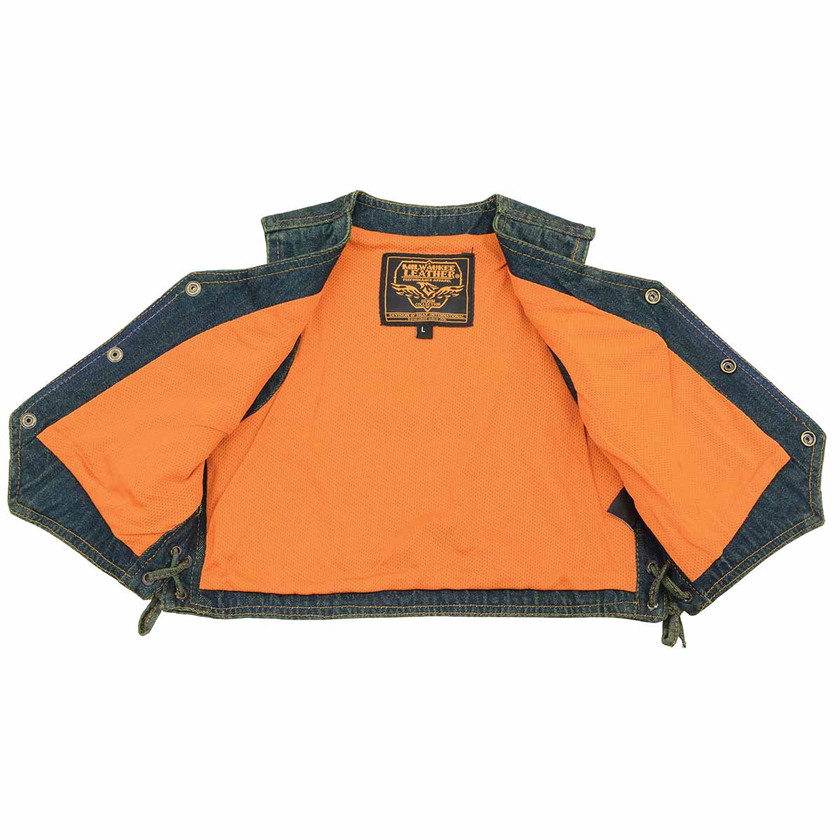 MDK3900 Kids Classic Blue Denim Side Lace Vest