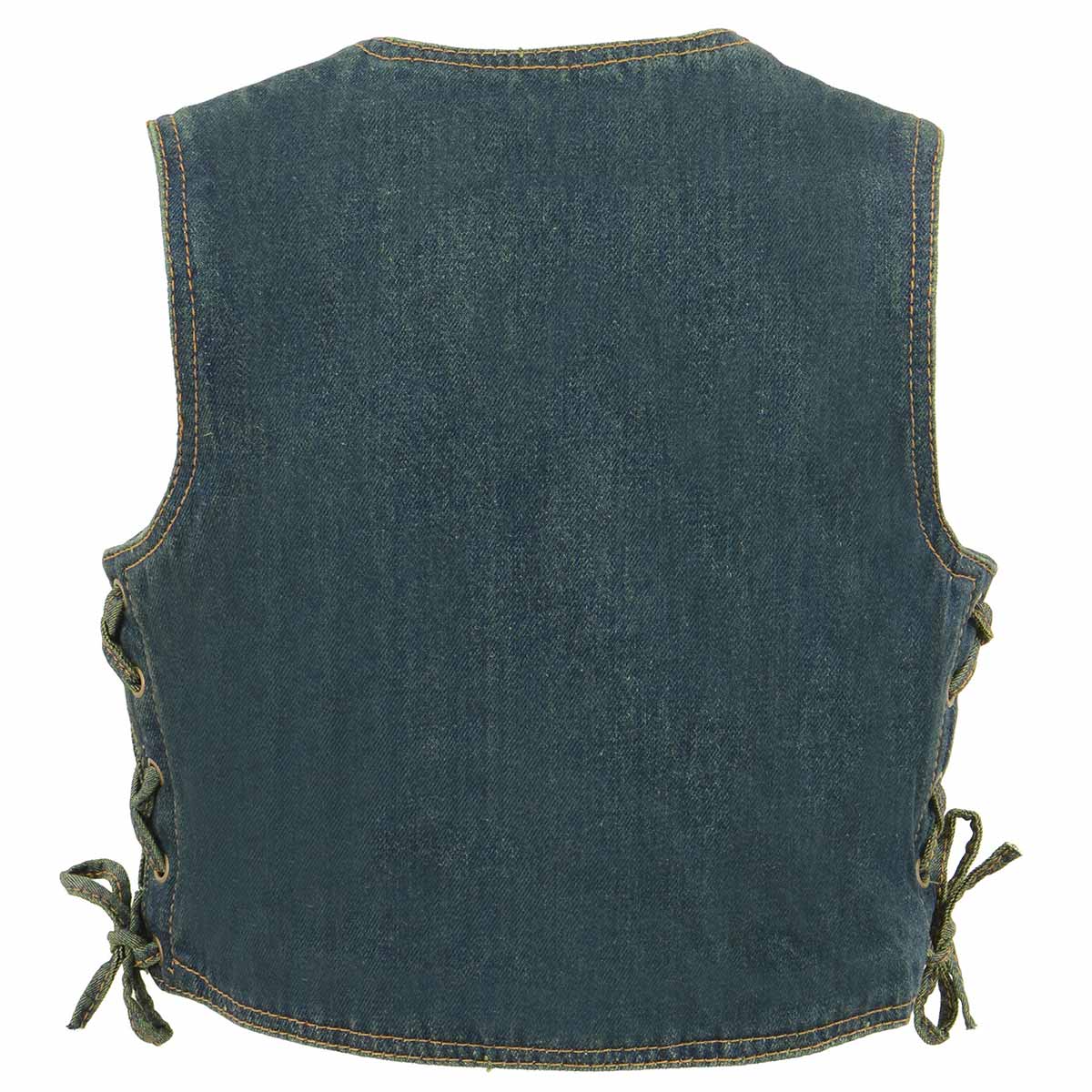 MDK3900 Kids Classic Blue Denim Side Lace Vest