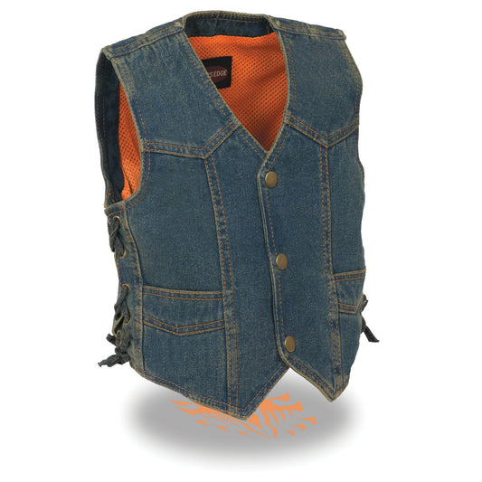 MDK3900 Kids Classic Blue Denim Side Lace Vest