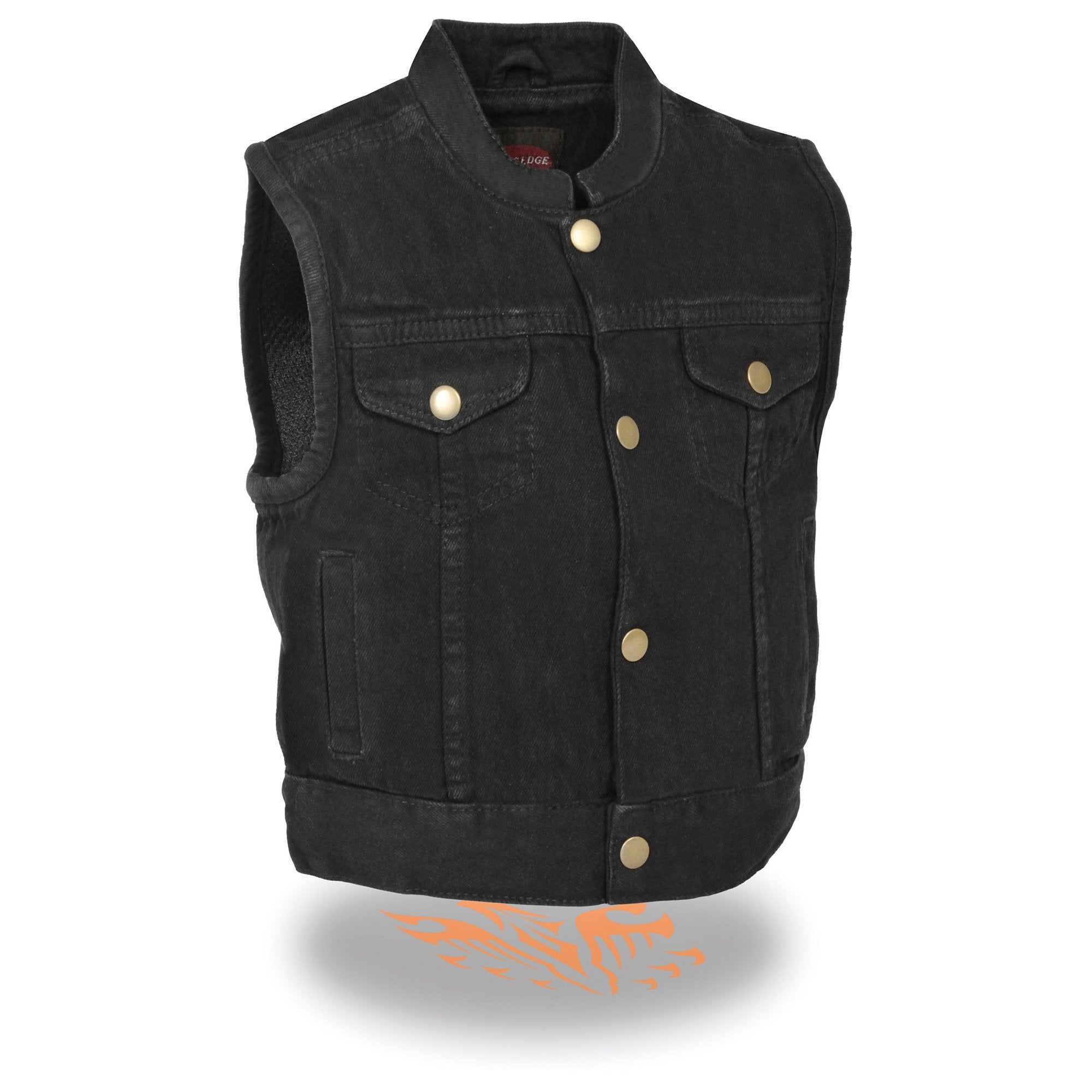 MDK3920 Kids Black Denim Club Style Snap Front Vest