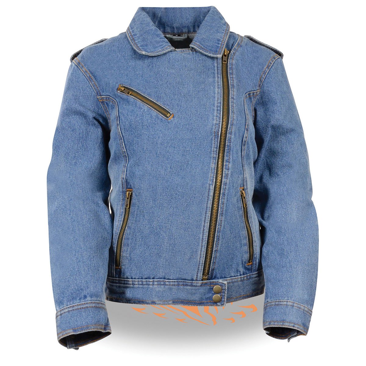 MDL2000 Women's Blue Denim Jacket with Studded Spikes