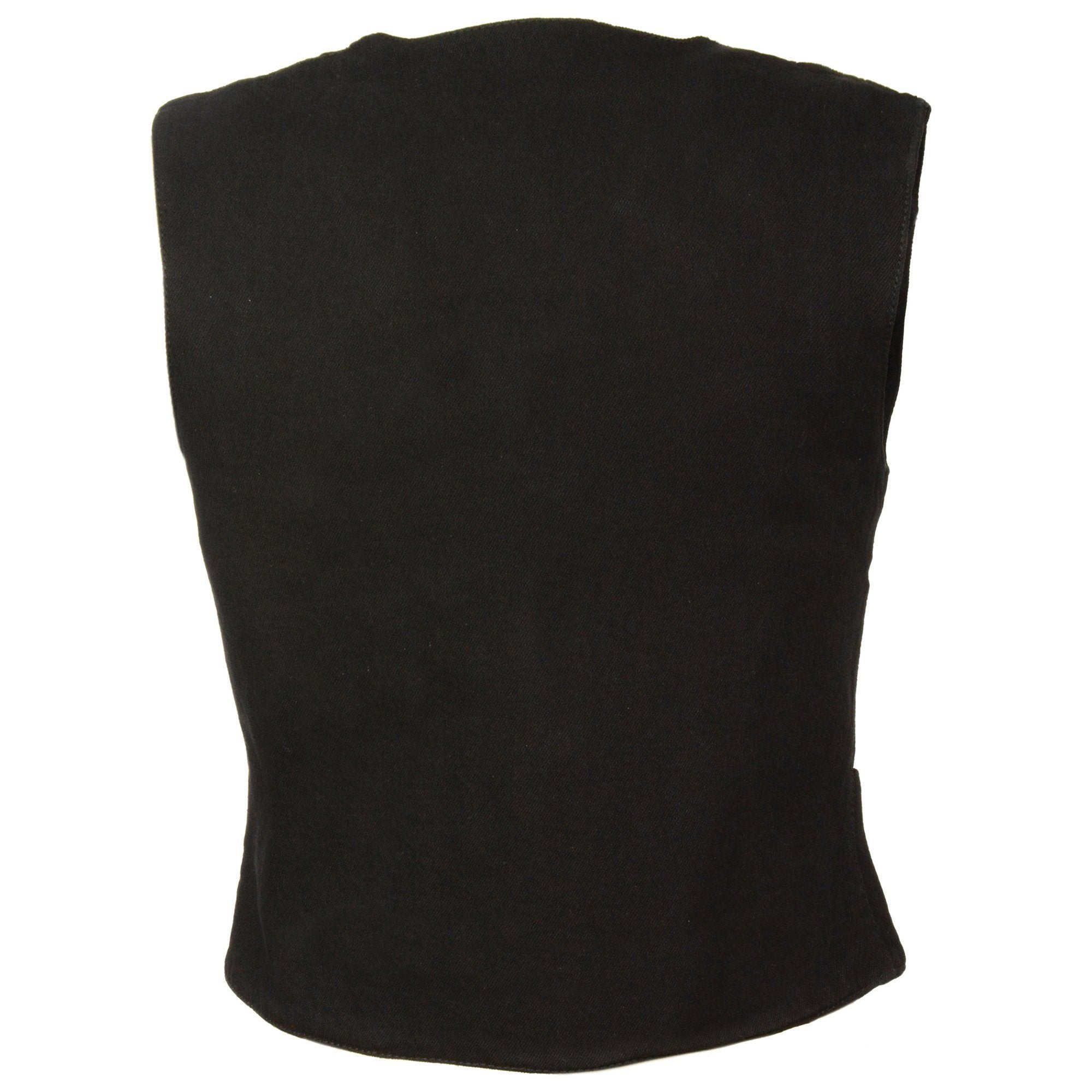 MDL4000 Women's Black Plain Side 3 Snap Front Denim Vest