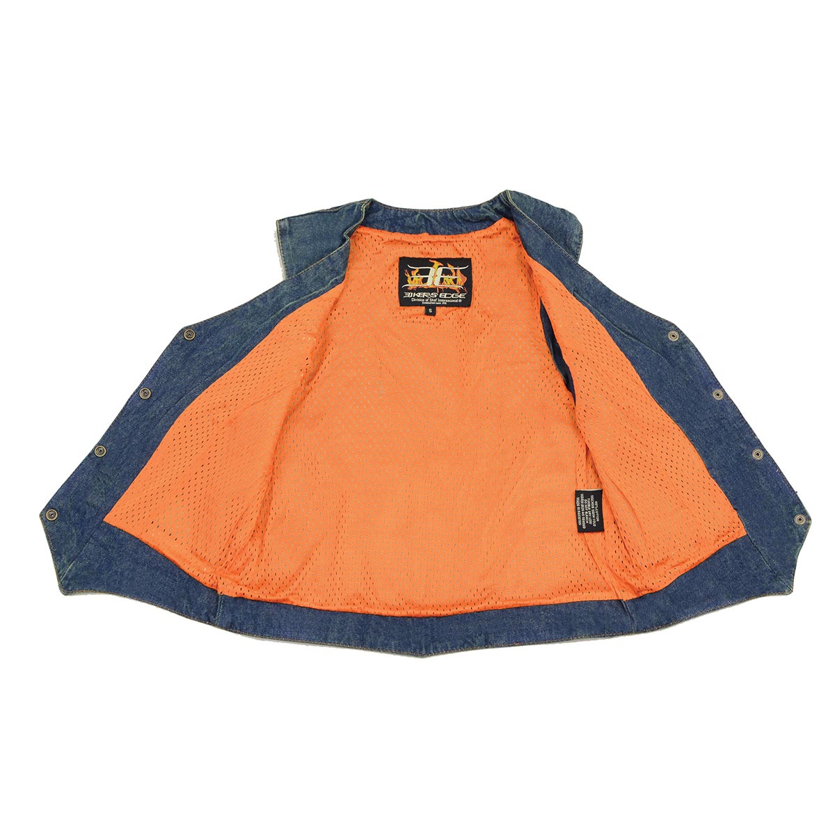 MDL4000 Women's Blue Plain Side 4 Snap Front Denim Vest